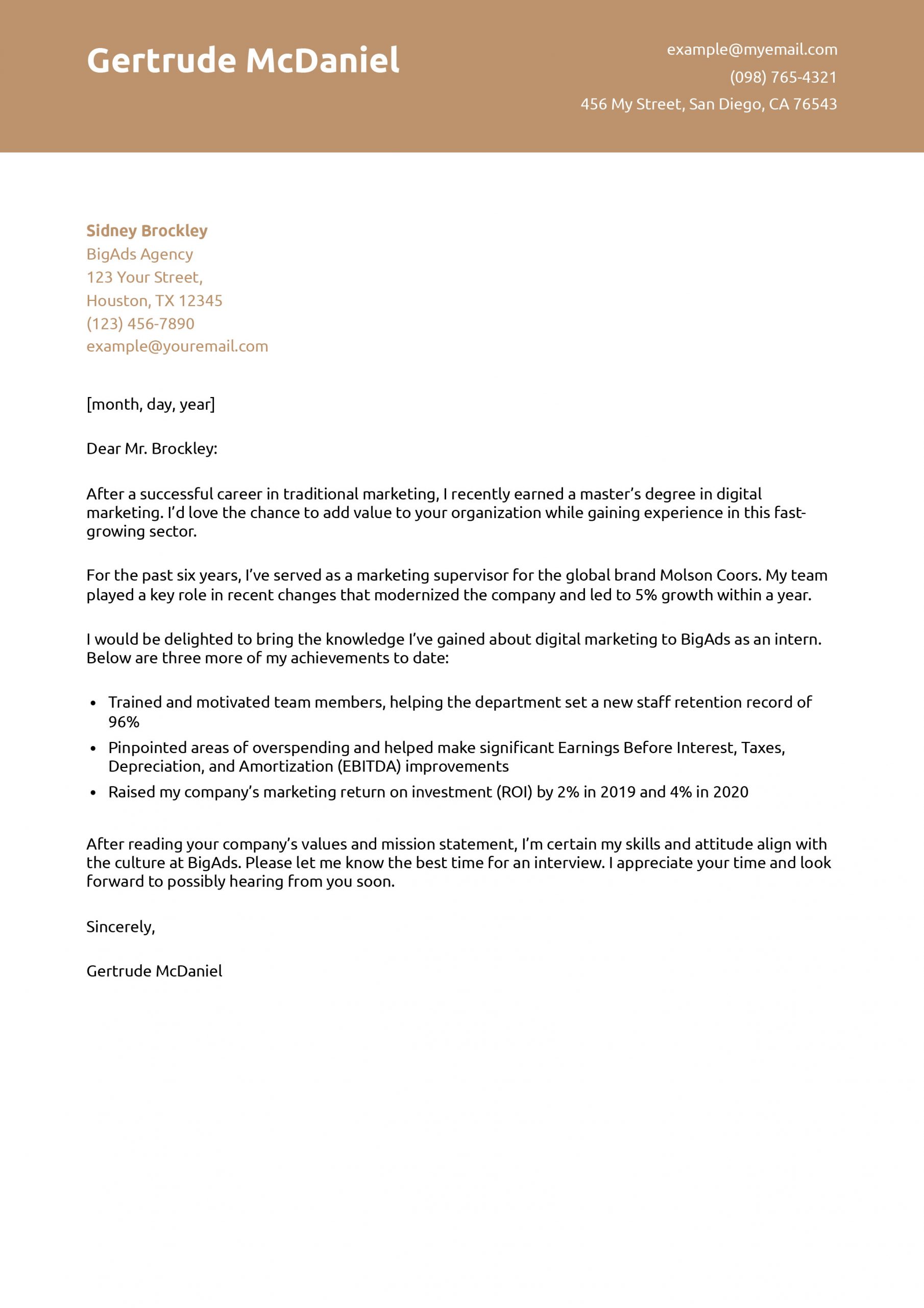 Internship Cover Letter Examples and Templates for 2024