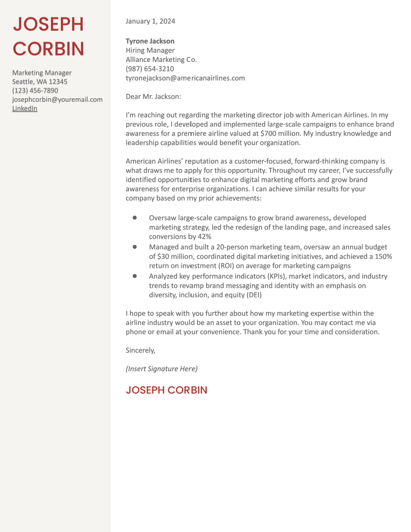 Marketing Cover Letter Examples and Templates for 2024