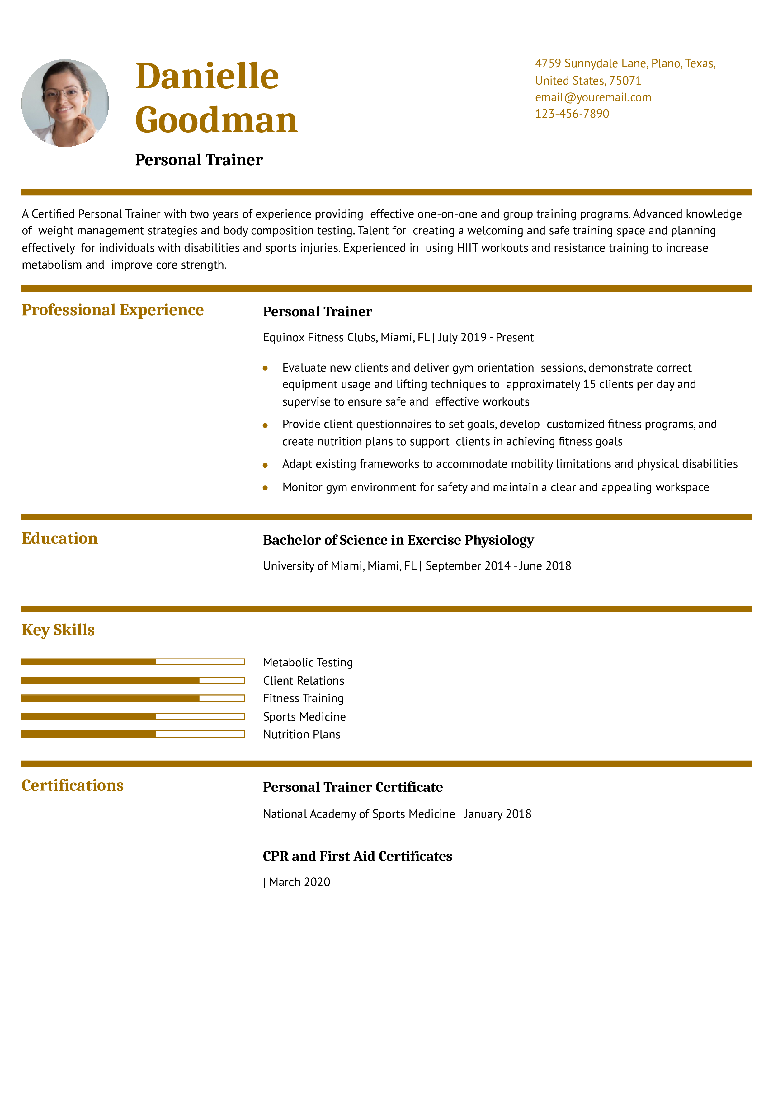 Personal Trainer Resume Examples and Templates for 2024