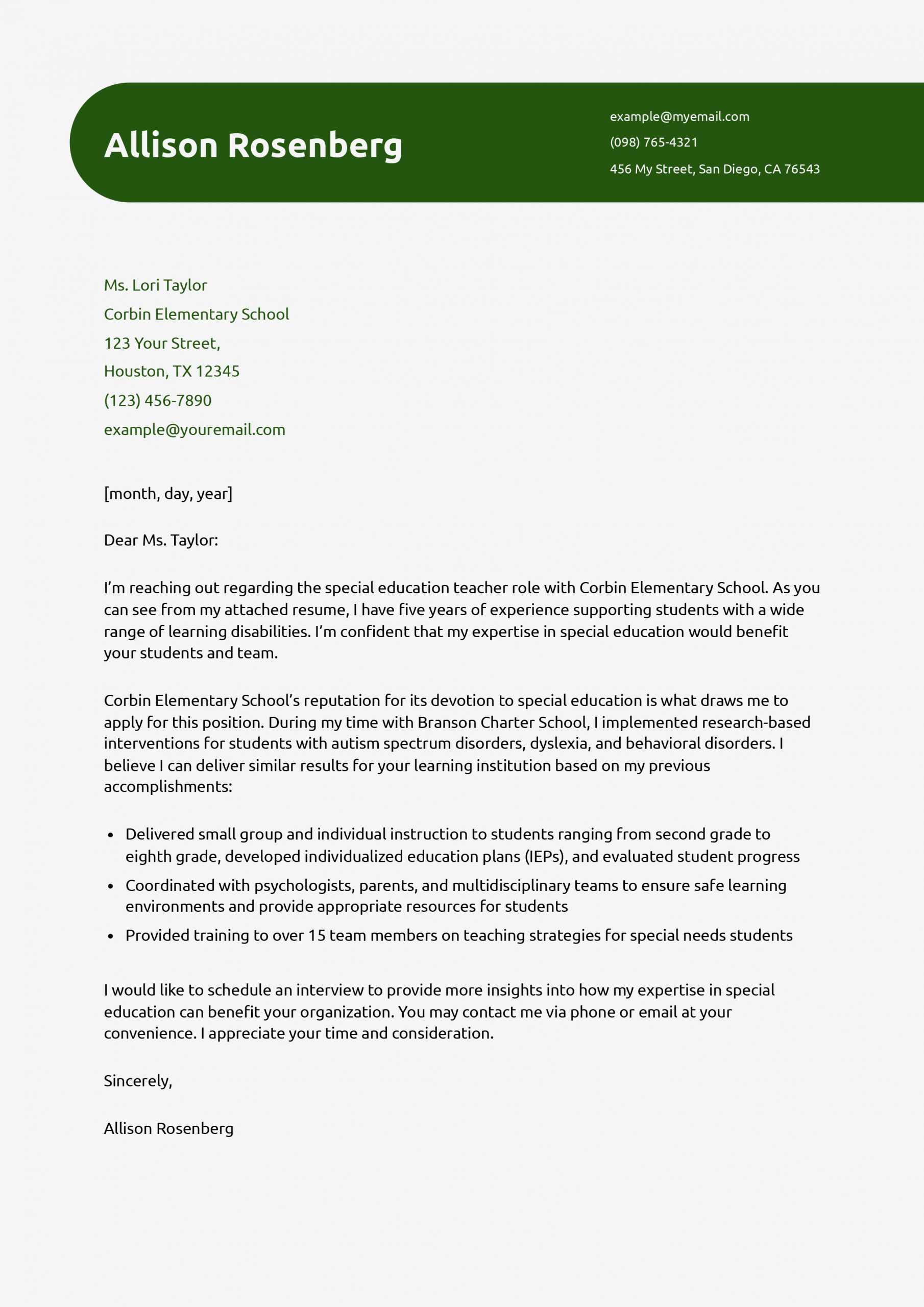 Teacher Cover Letter Examples and Templates for 2024