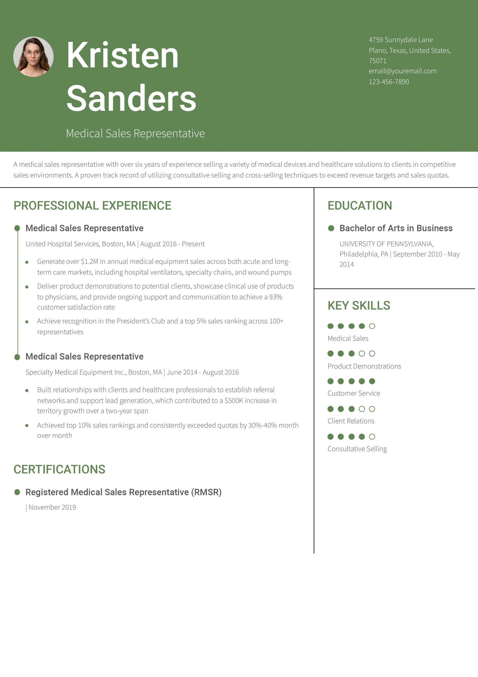 Medical Sales Resume Examples and Templates for 2024