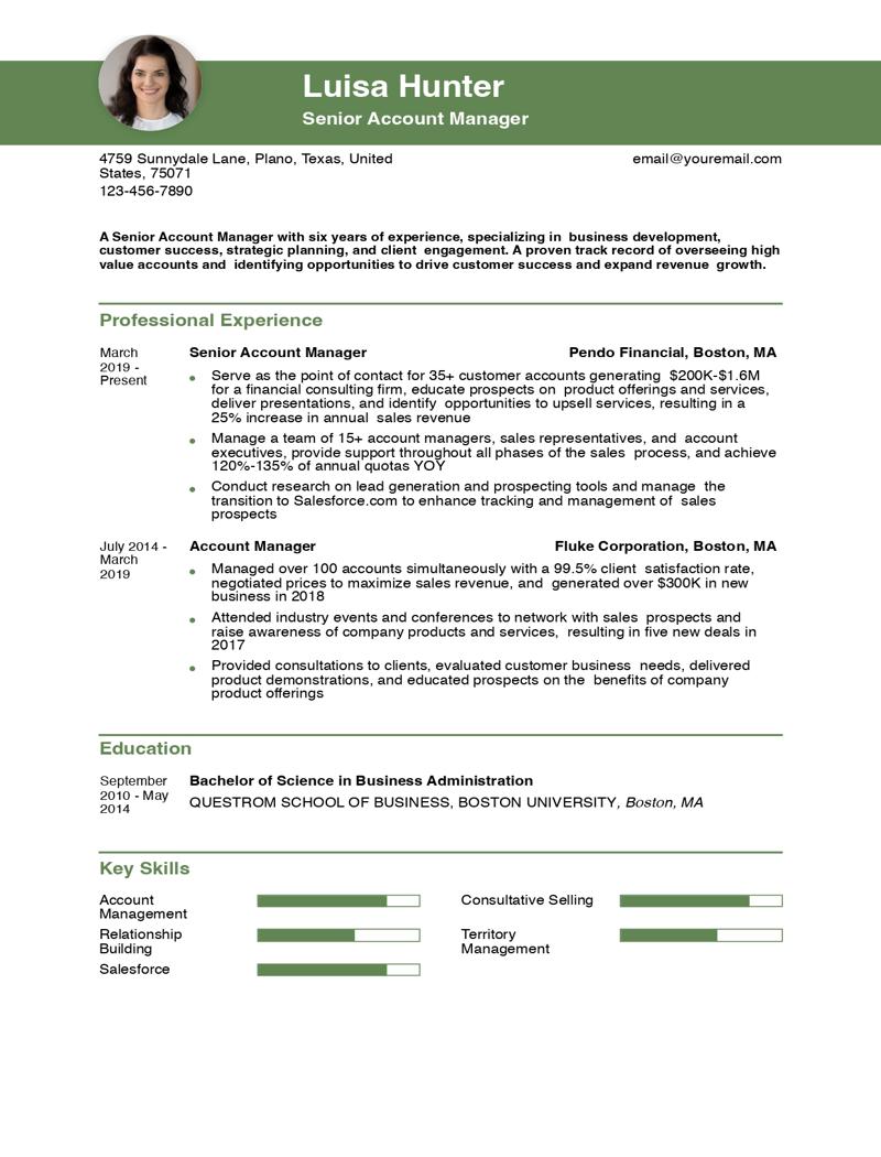 Senior Account Manager Resume Examples and Templates for 2024