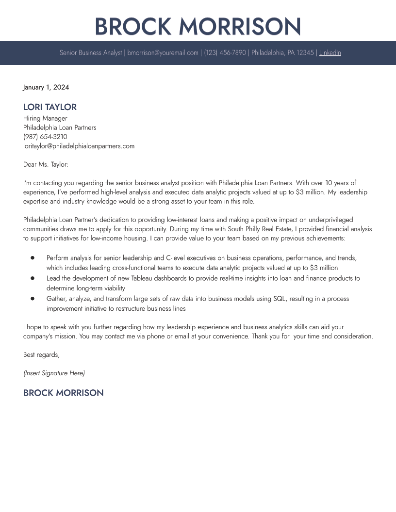 Business Analyst Cover Letter Examples and Templates for 2024