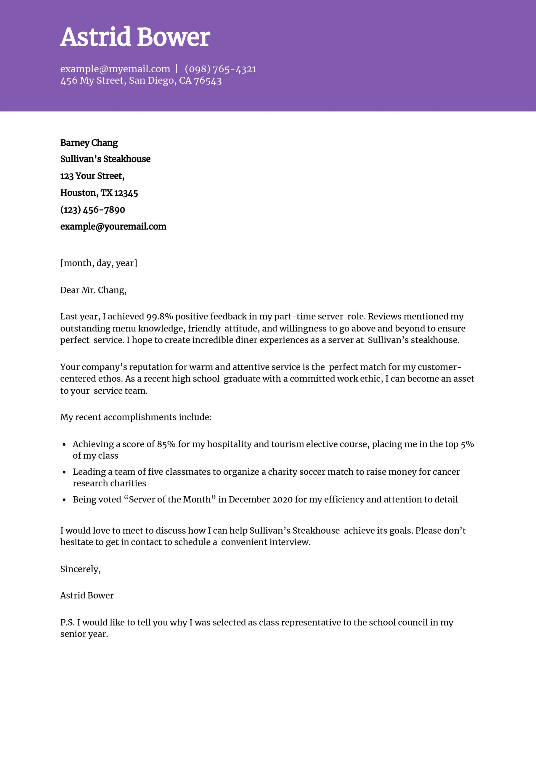 High School Cover Letter Examples and Templates for 2024