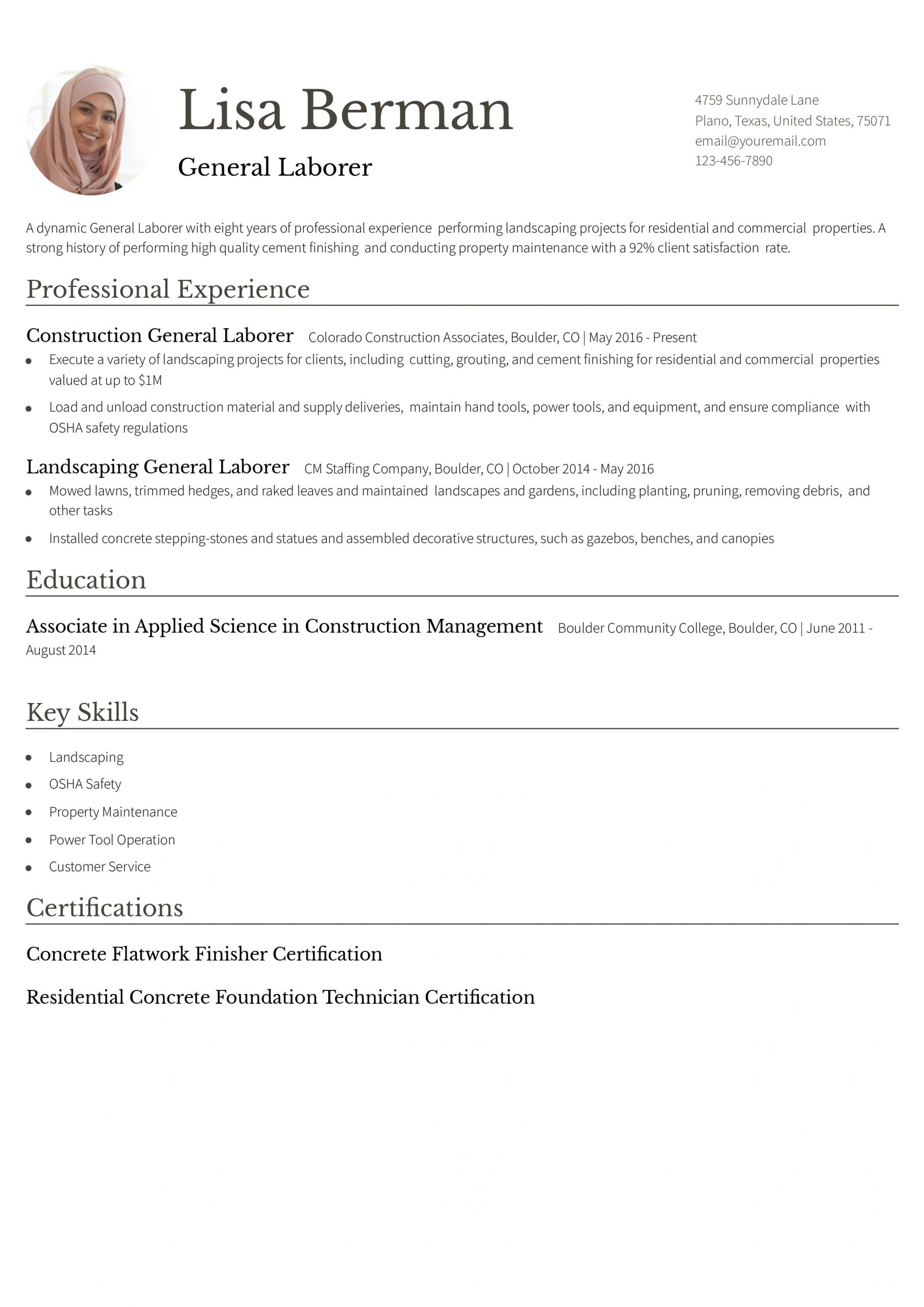 General Laborer Resume Examples and Templates for 2024