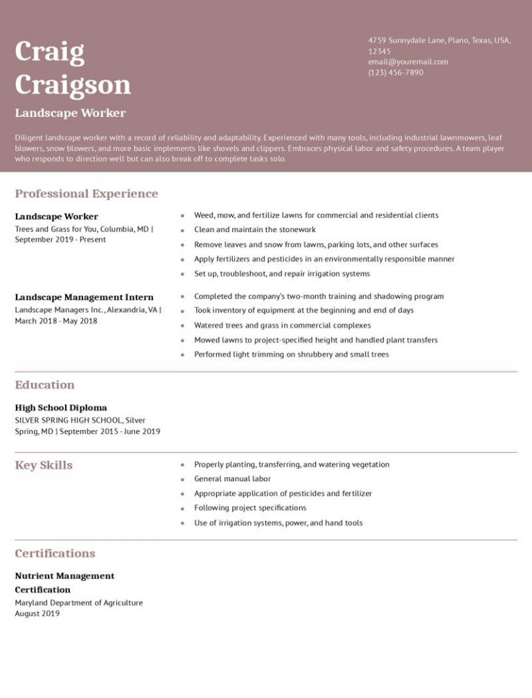 Landscape Worker Resume Examples and Templates for 2024 - ResumeBuilder.com