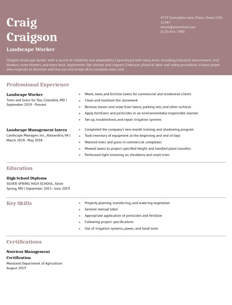 Landscape Worker Resume Examples and Templates for 2024