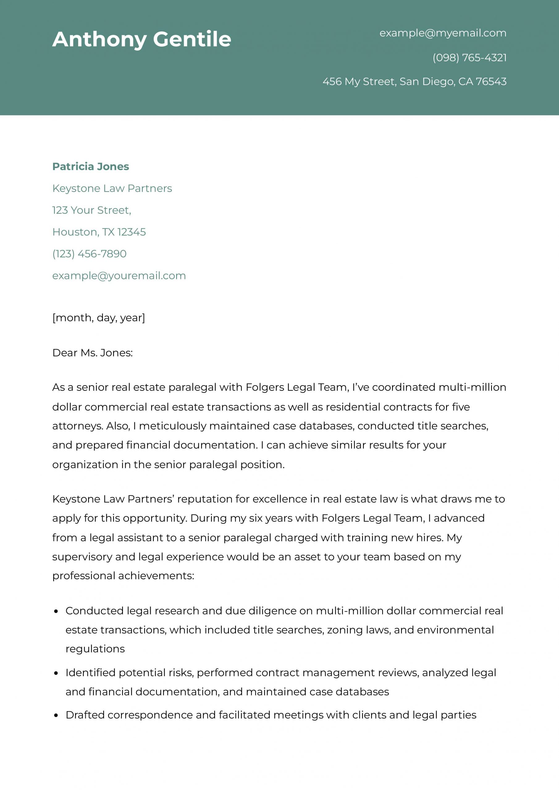 Paralegal Cover Letter Examples and Templates for 2024