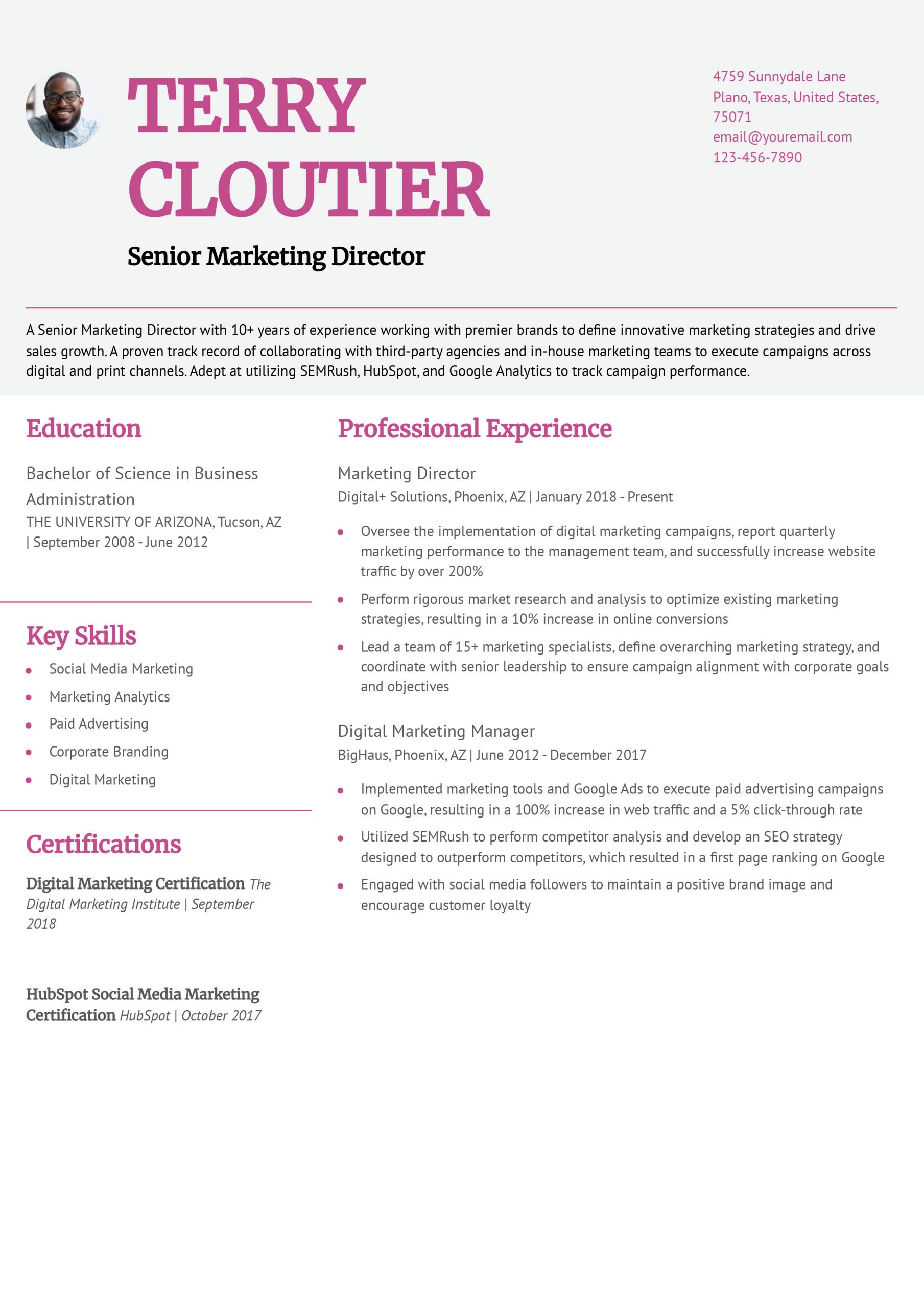 Marketing Director Resume Examples and Templates for 2024