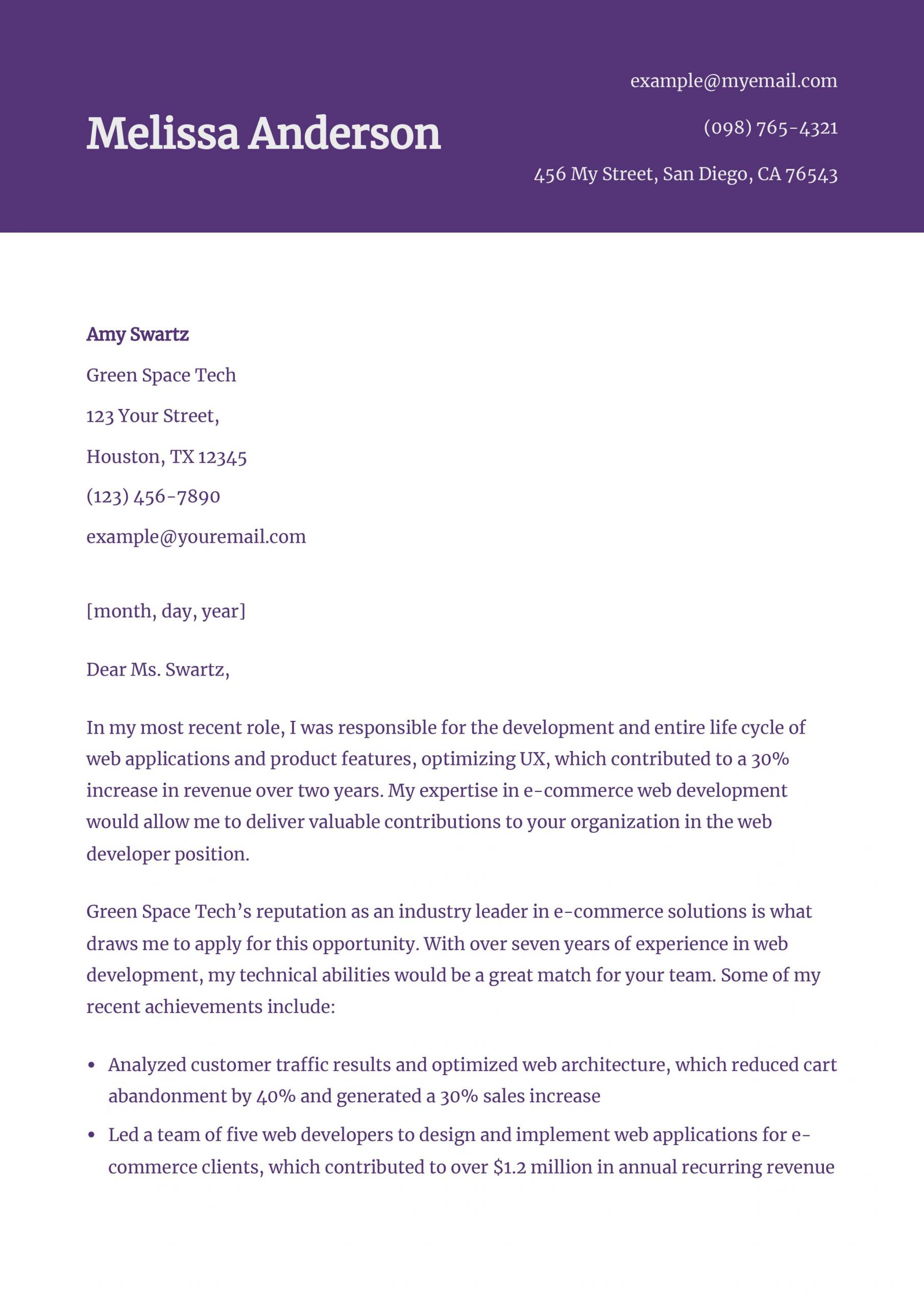 Web Developer Cover Letter Examples and Templates for 2024