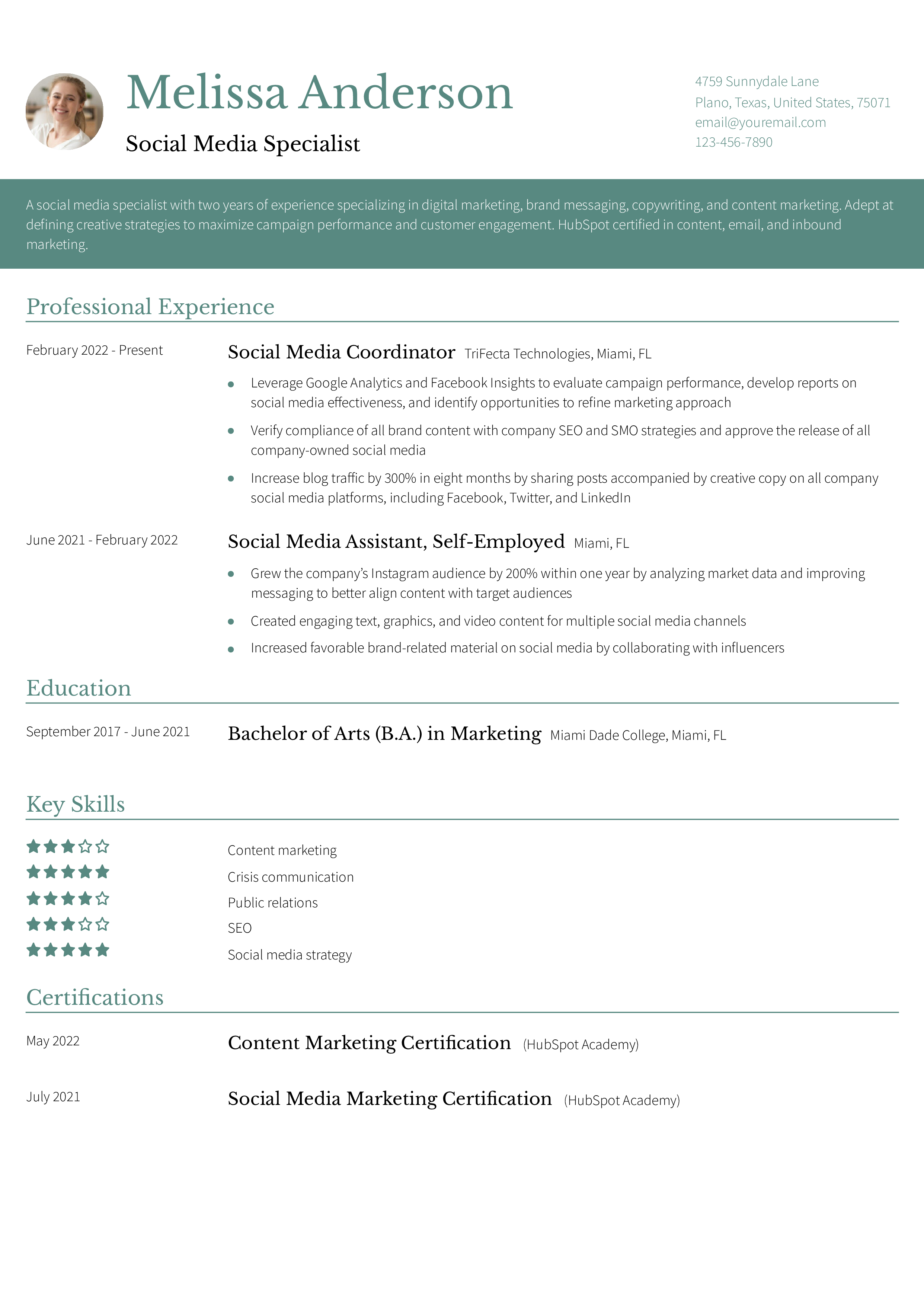 Social Media Resume Examples and Templates for 2024