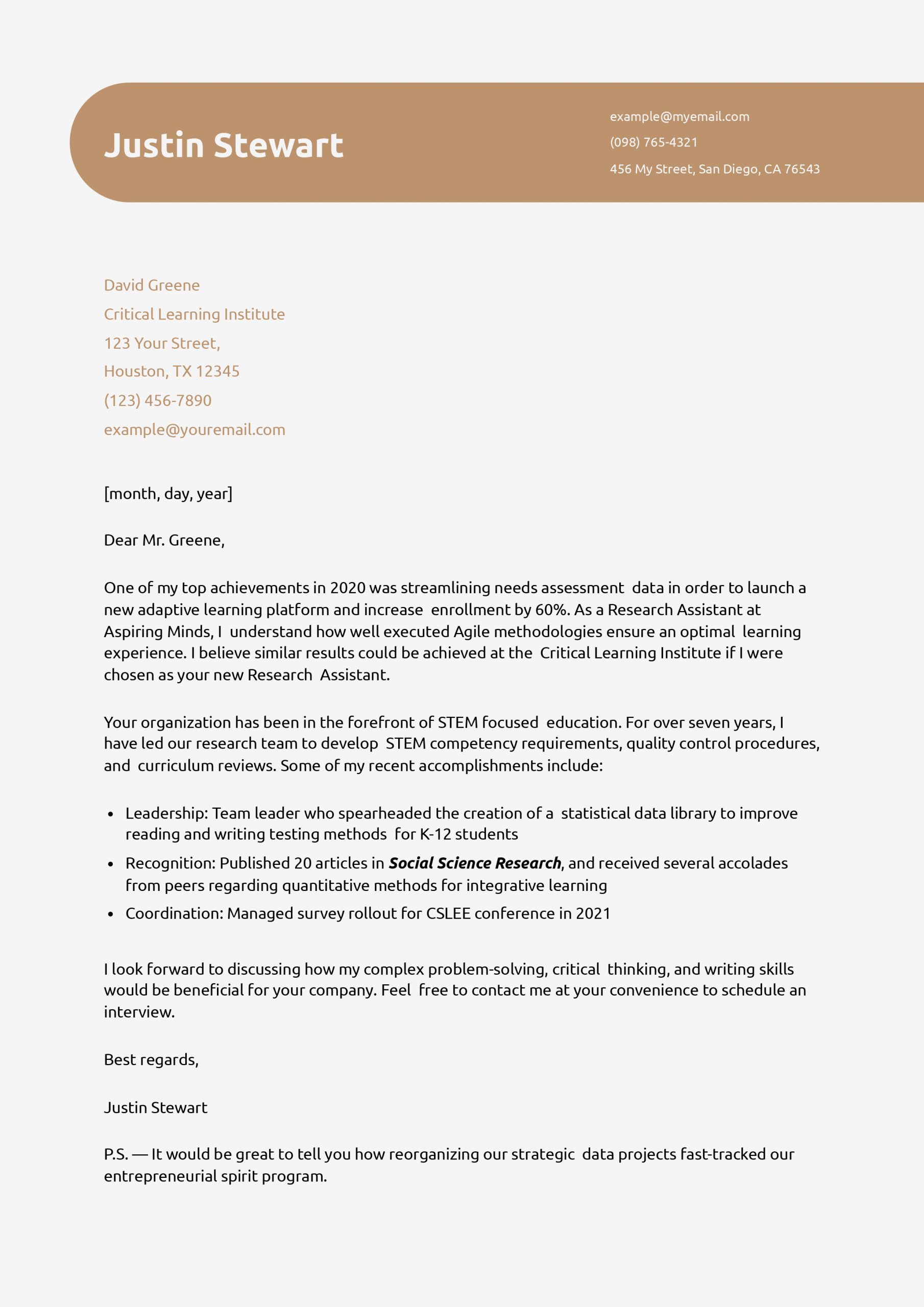 Research Assistant Cover Letter Examples and Templates for 2024