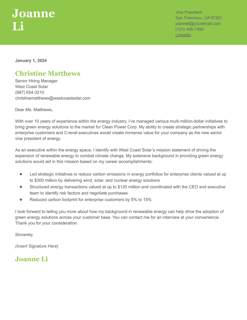Executive Cover Letter Examples and Templates for 2024