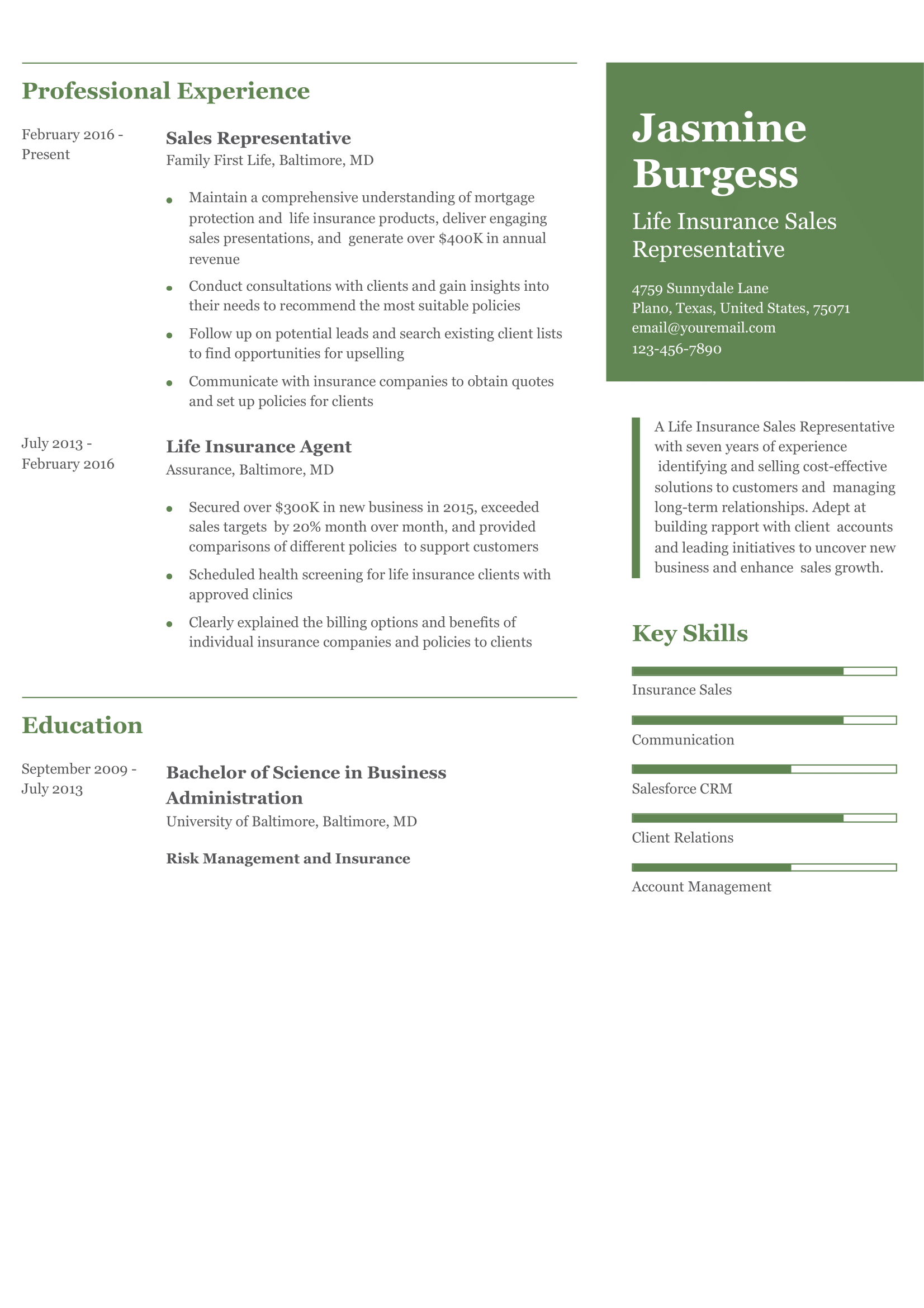 Inside Sales Rep Resume Example