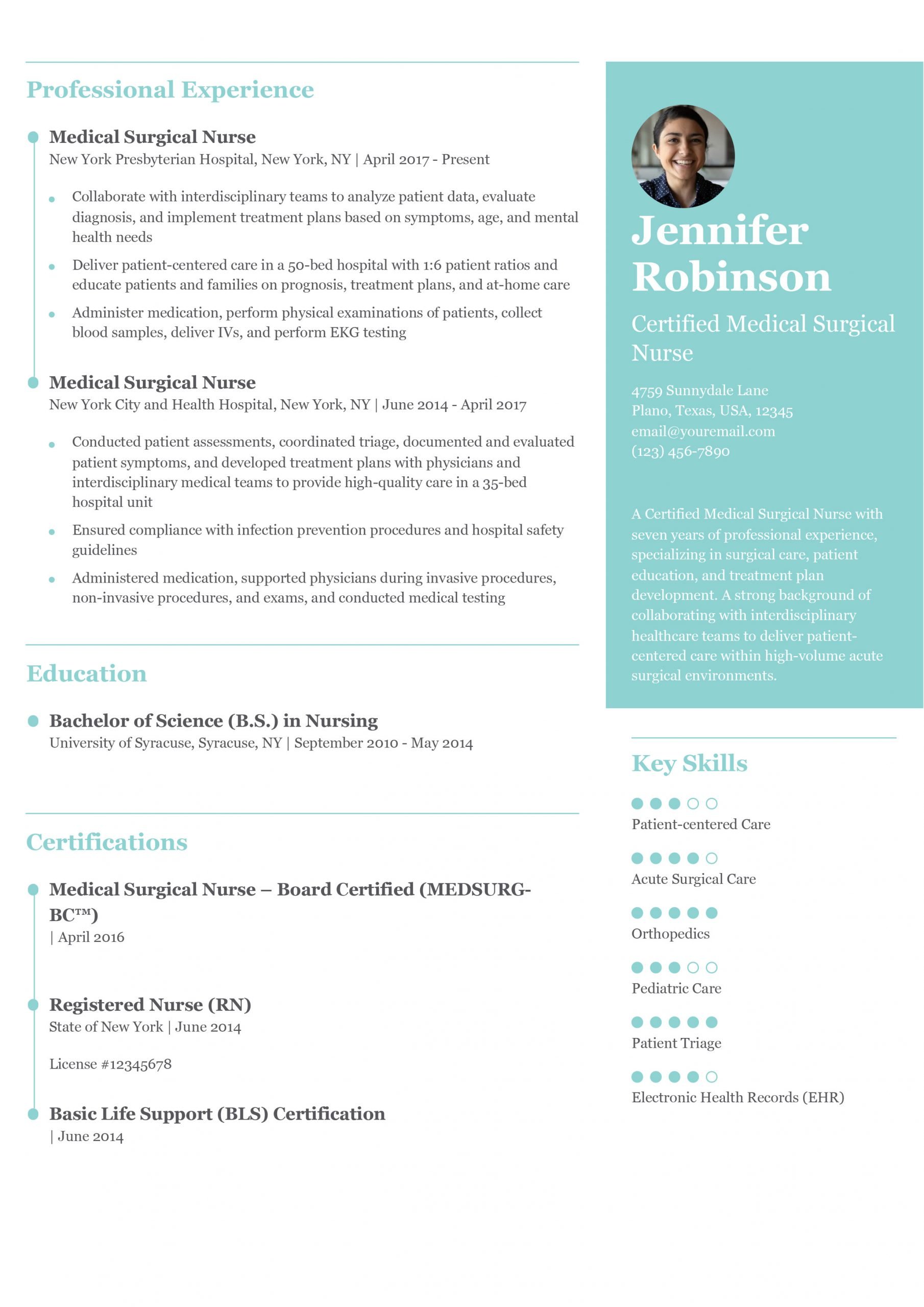 Medical Surgical Nurse Resume Examples and Templates for 2024