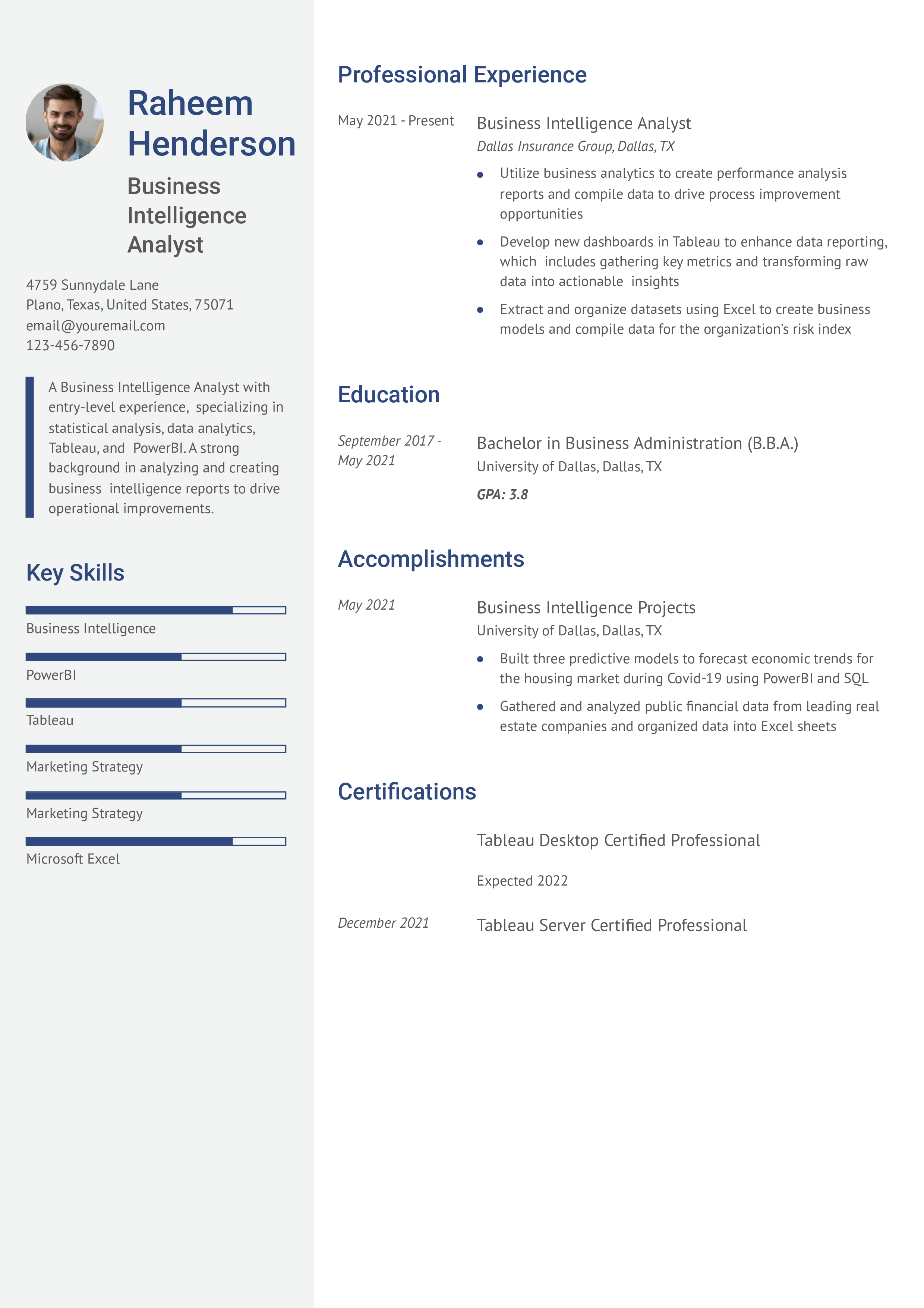 Business Intelligence Analyst Resume Examples and Templates for 2024