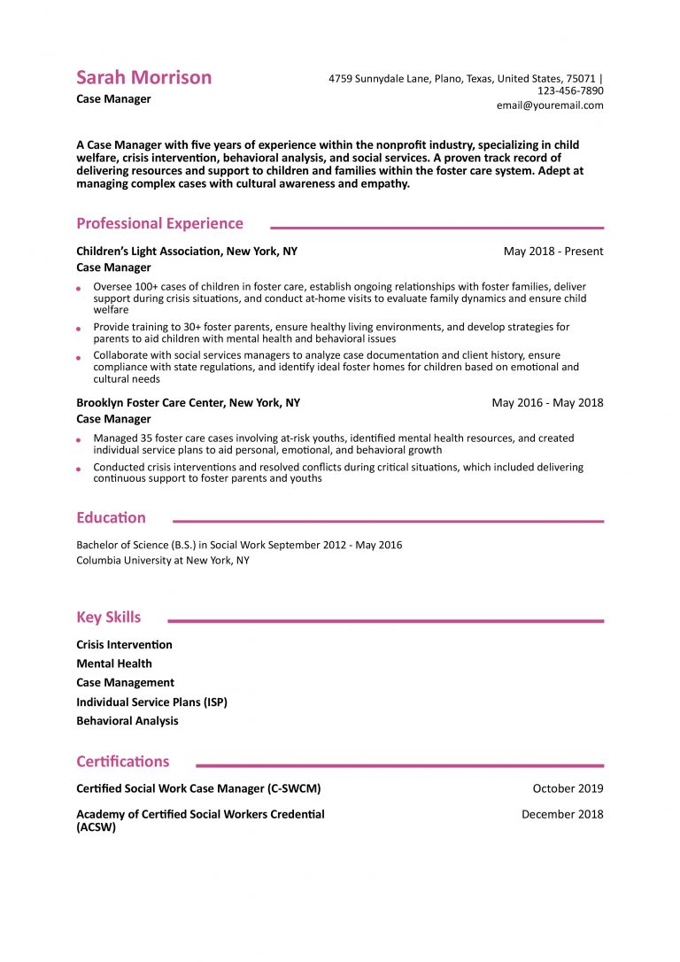 Case Manager Resume Examples and Templates for 2024 - ResumeBuilder.com