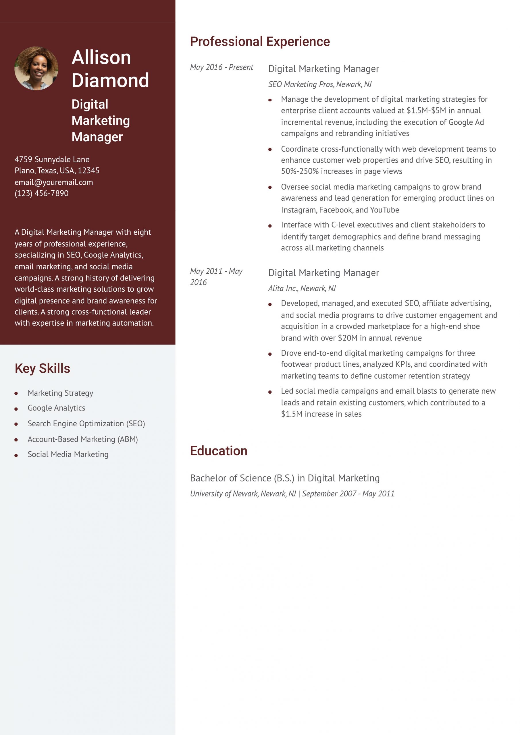 Digital Marketing Manager Resume Examples and Templates for 2024