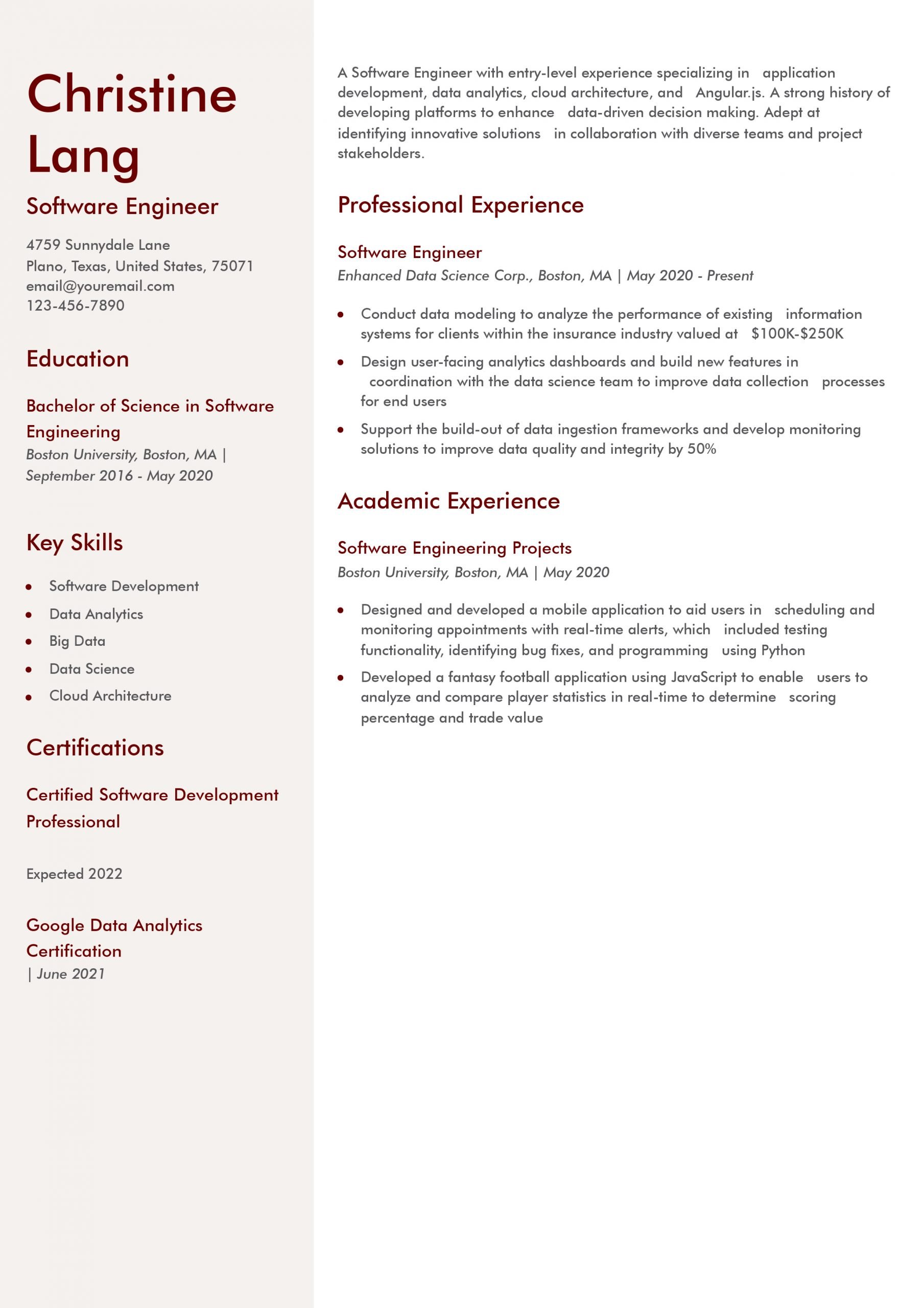 Entry-Level Software Engineer Resume Examples and Templates for 2024