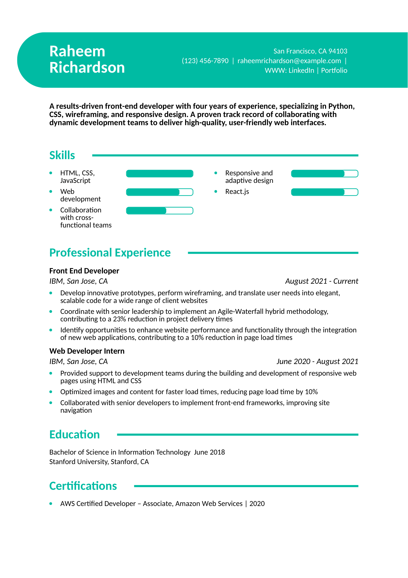 25 Front-End Developer Resume Examples and Templates for 2025 