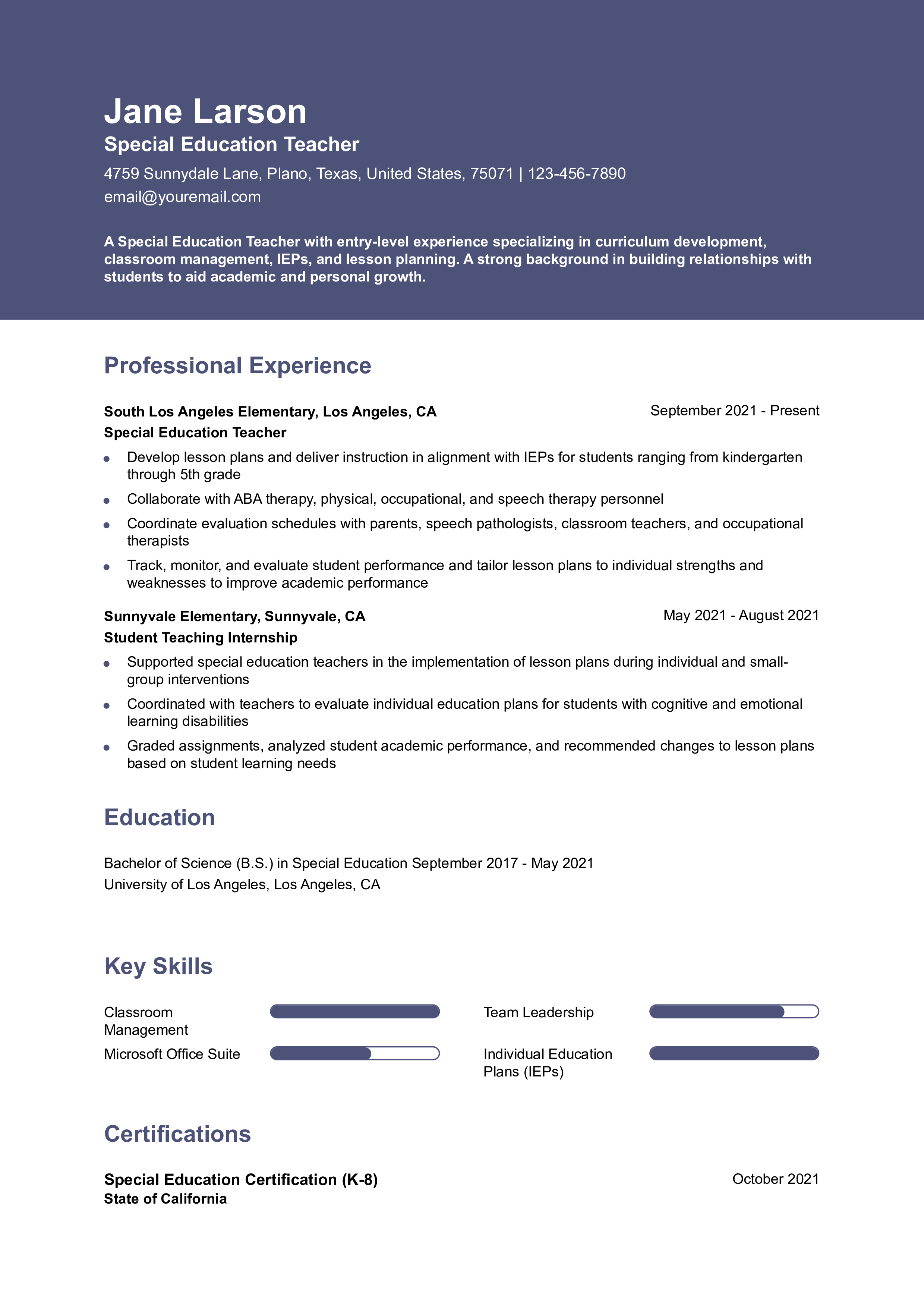 Special Education Teacher Resume Examples and Templates for 2024