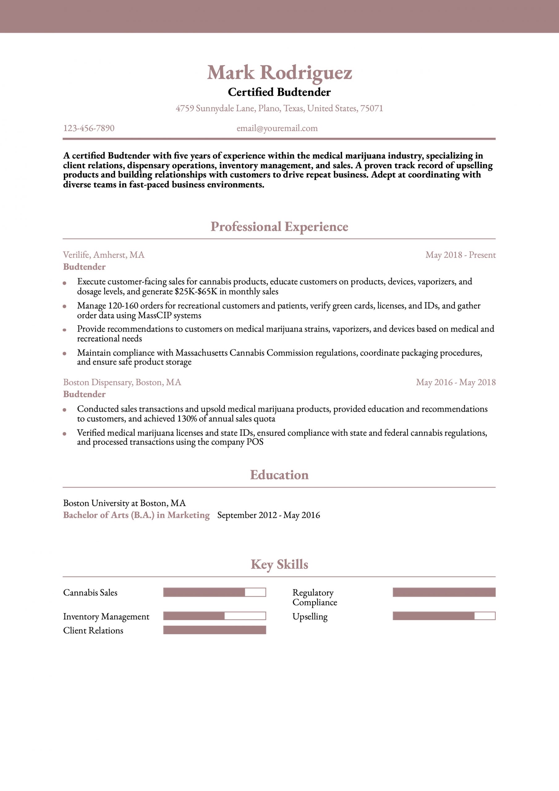 Budtender Resume Examples and Templates for 2024