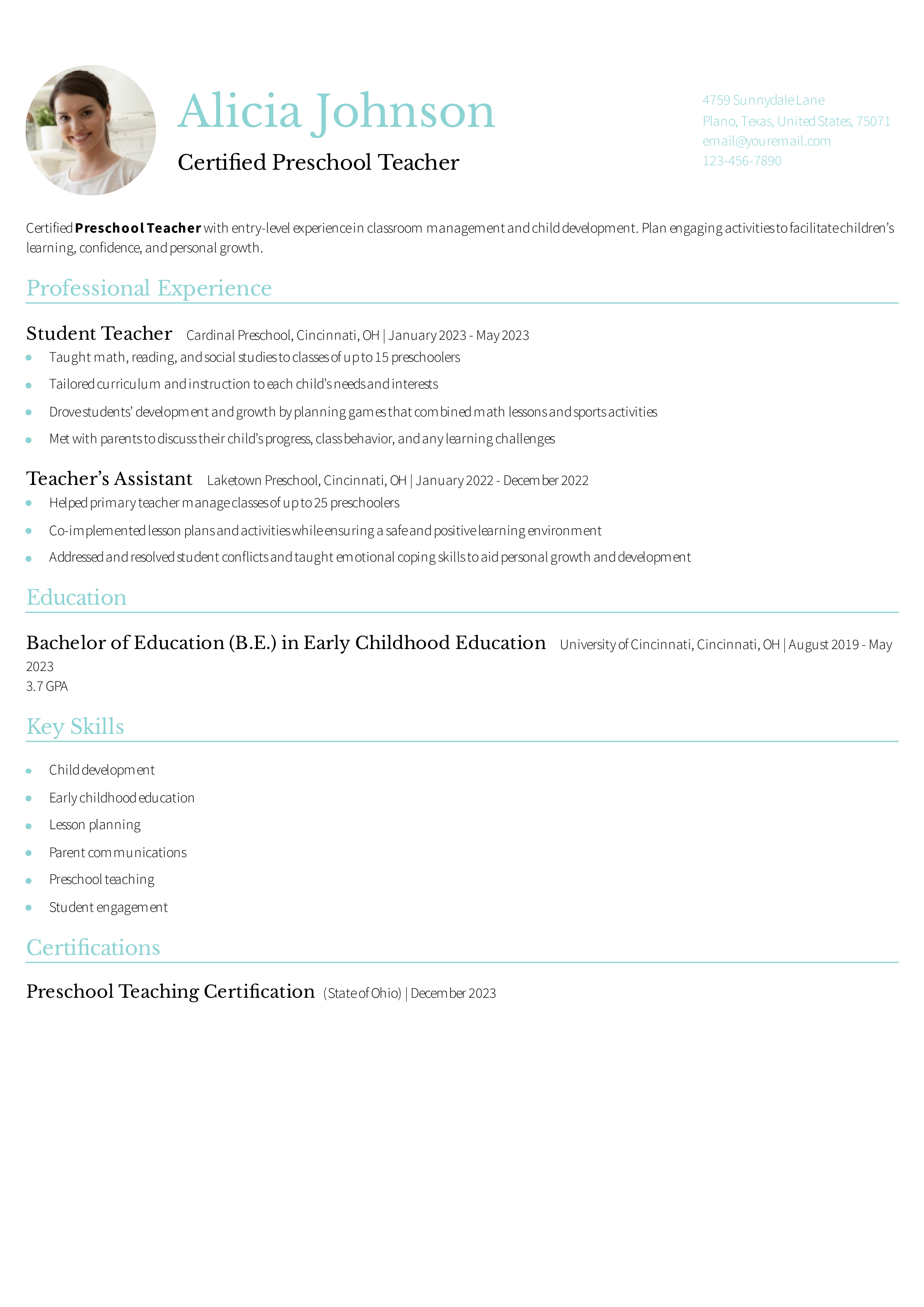 First-Year Teacher Resume Examples and Templates for 2024