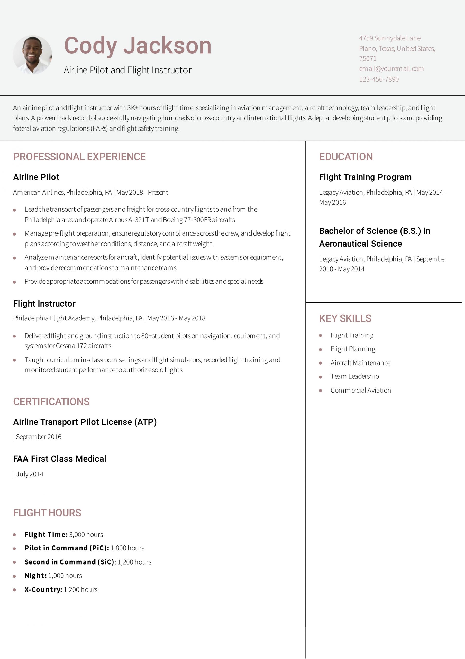 Pilot Resume Examples and Templates for 2024