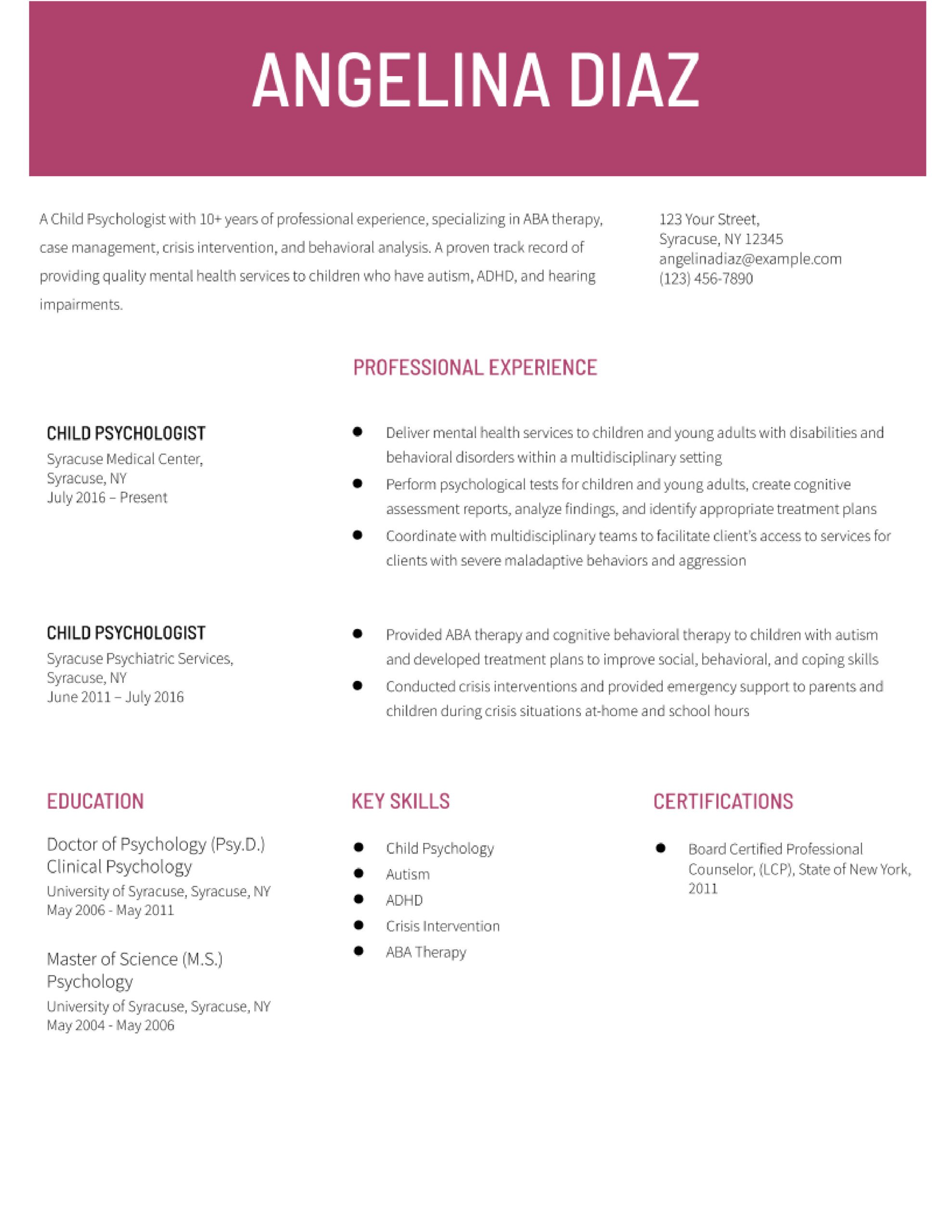 Psychology Resume Examples and Templates for 2024