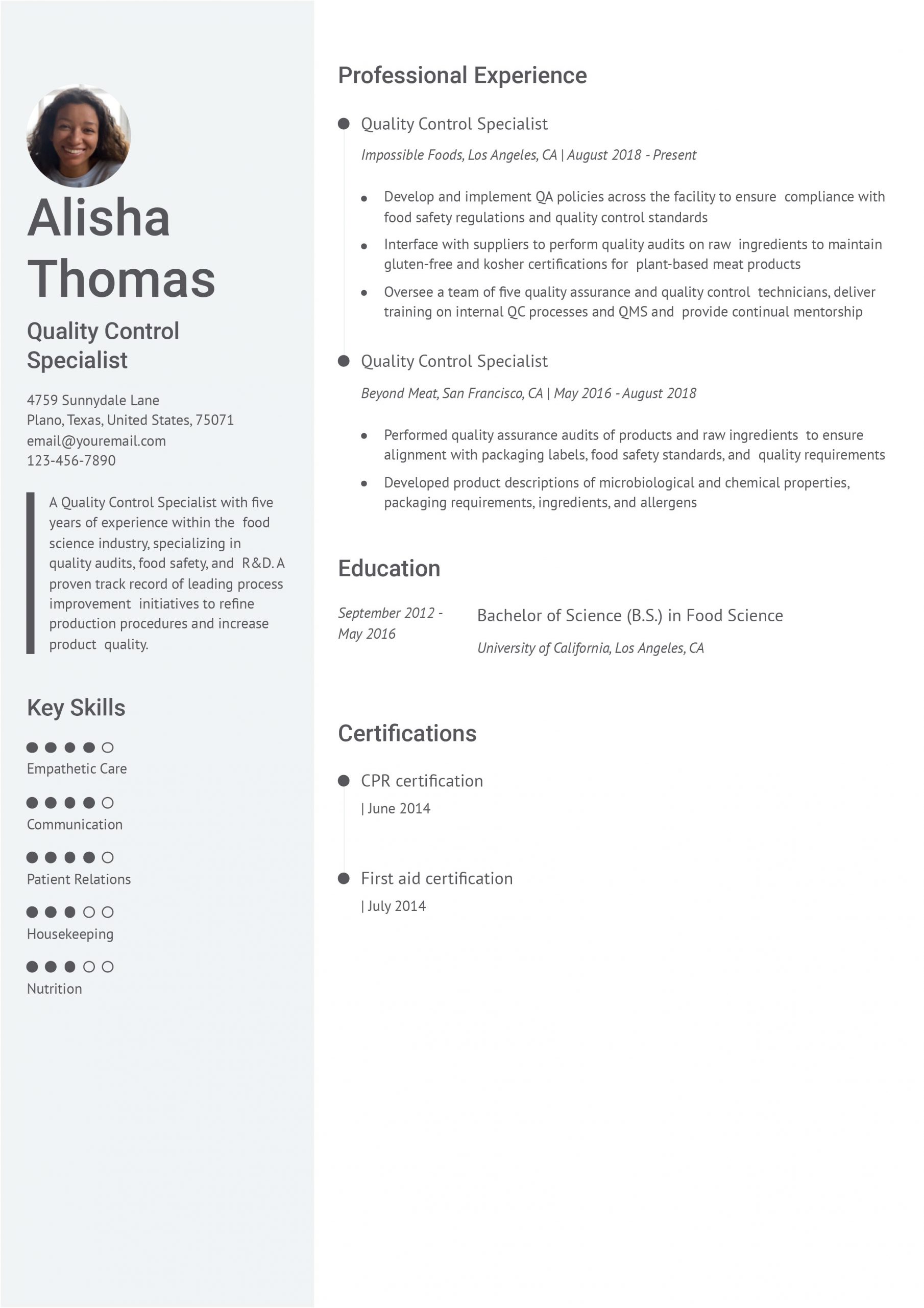 Quality Control Resume Examples in 2024