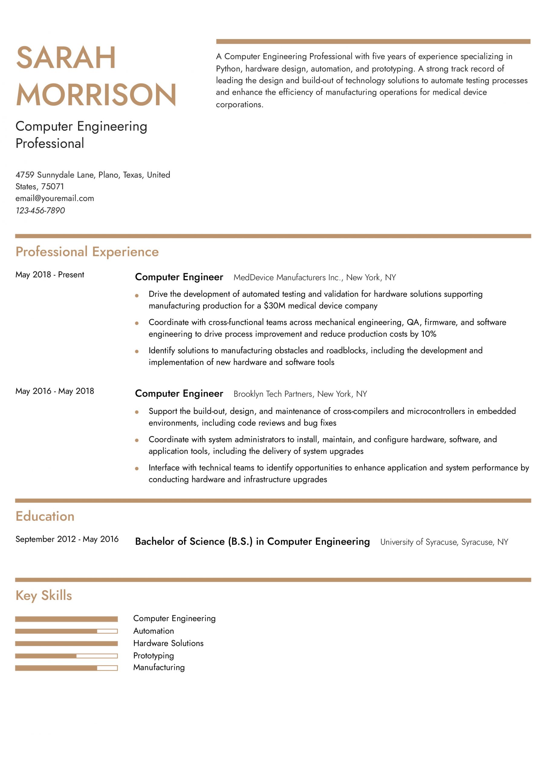 Computer Engineering Resume Examples and Templates for 2024