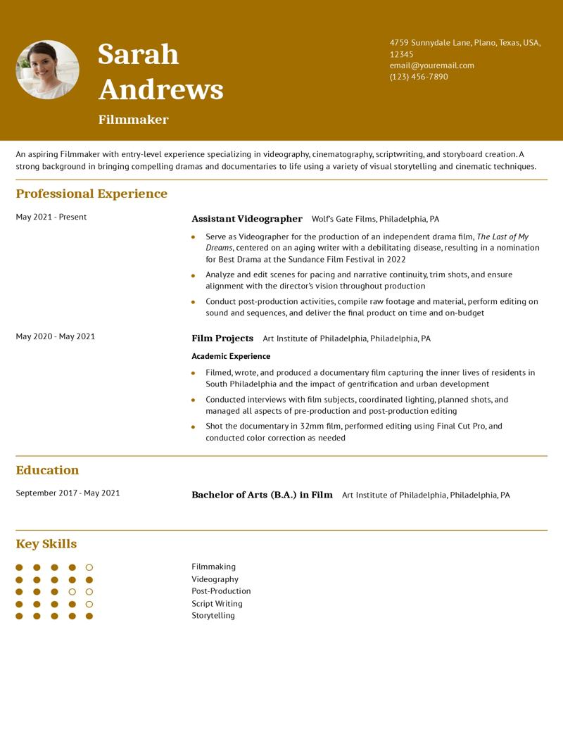 Filmmaker Resume Examples and Templates for 2024