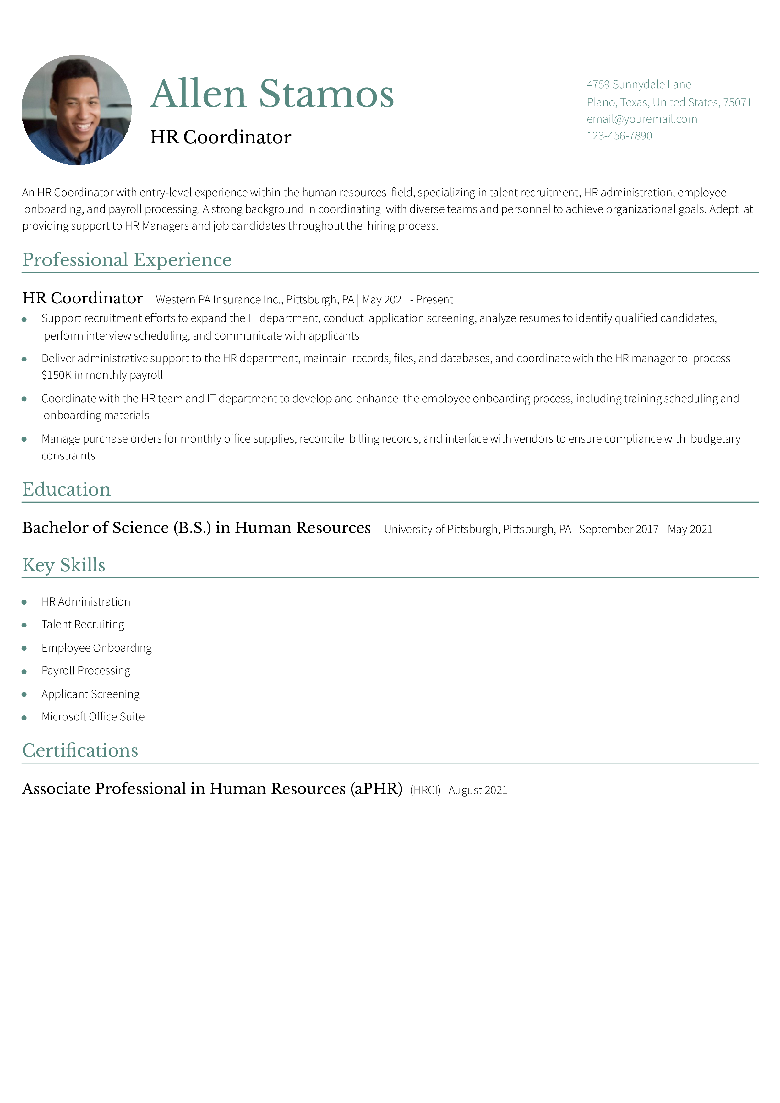 HR Coordinator Resume Examples and Templates for 2024