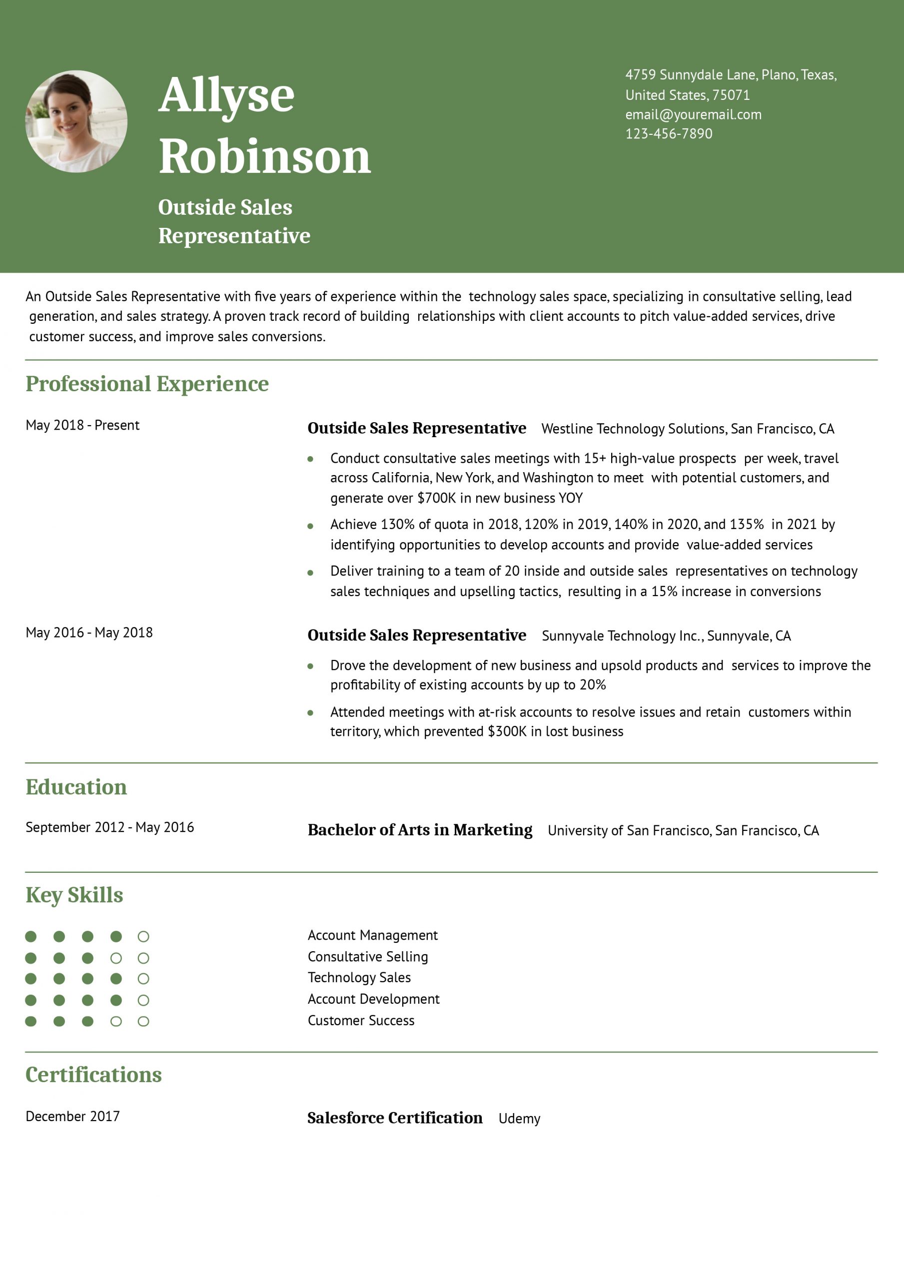 Outside Sales Resume Examples and Templates for 2024