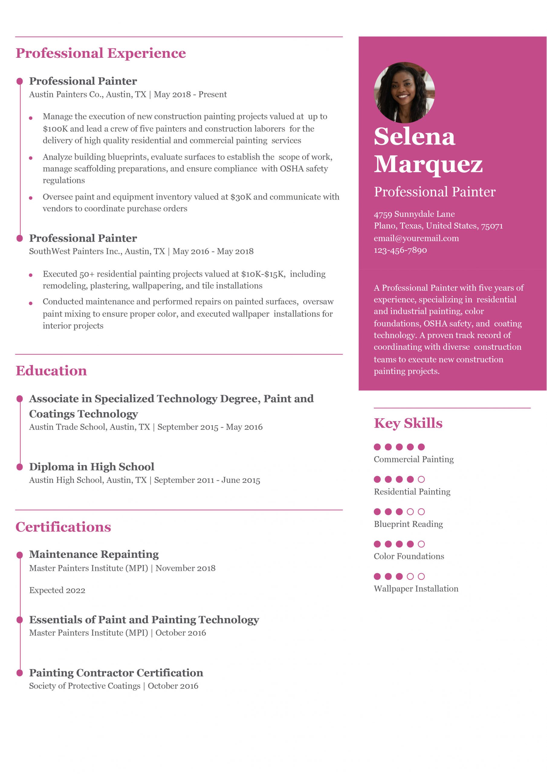 Professional Painter Resume Examples and Templates for 2024