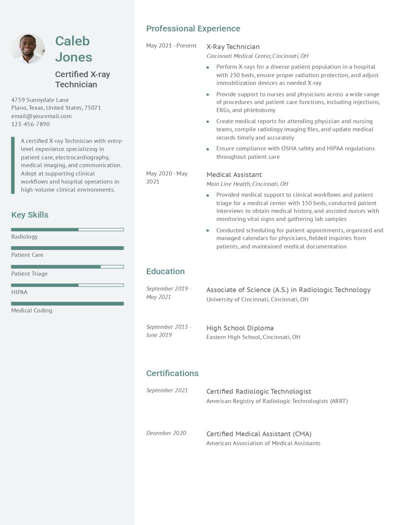 X-Ray Technician Resume Examples and Templates for 2024