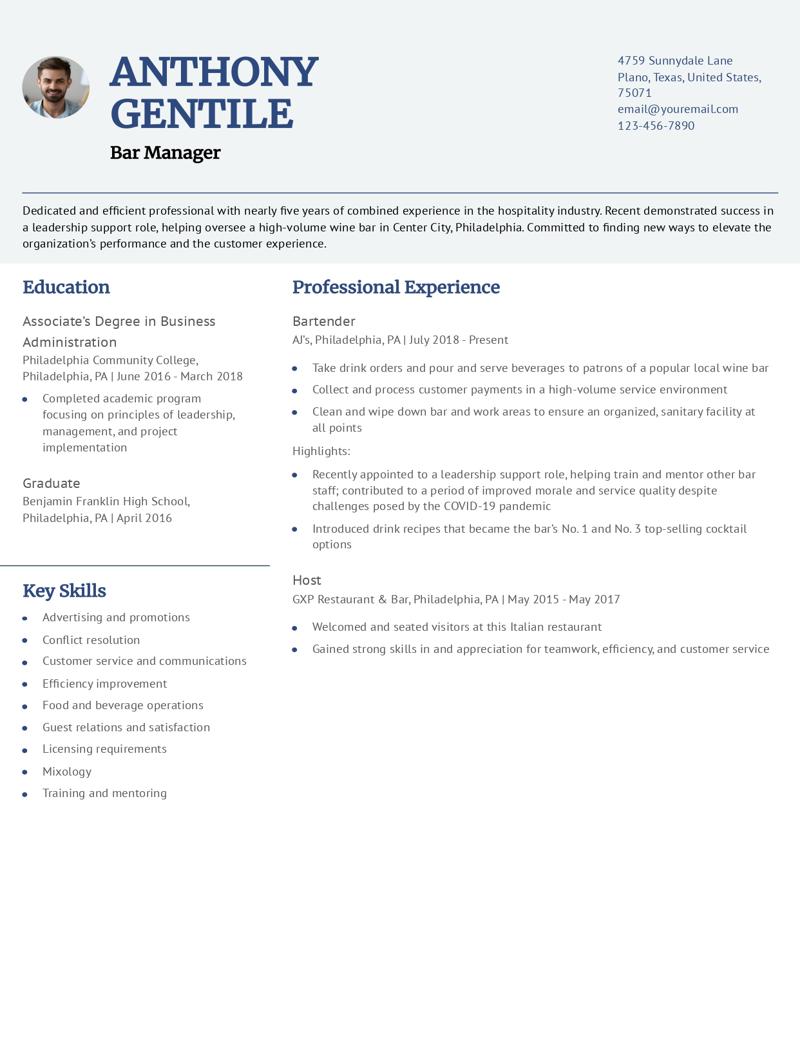 Bar Manager Resume Examples and Templates for 2024