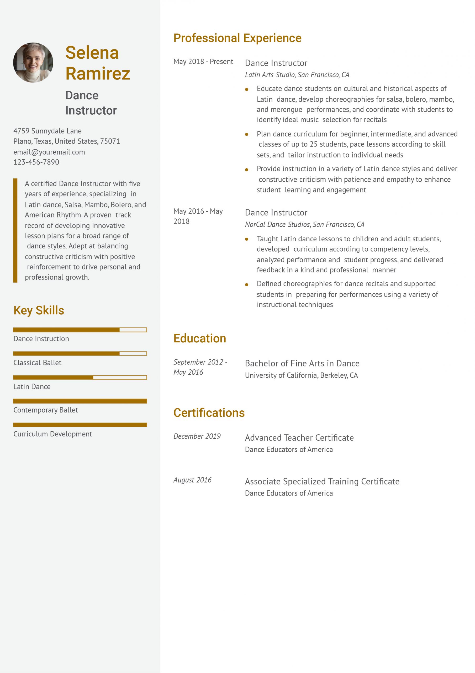 Dance Instructor Resume Examples and Templates for 2024