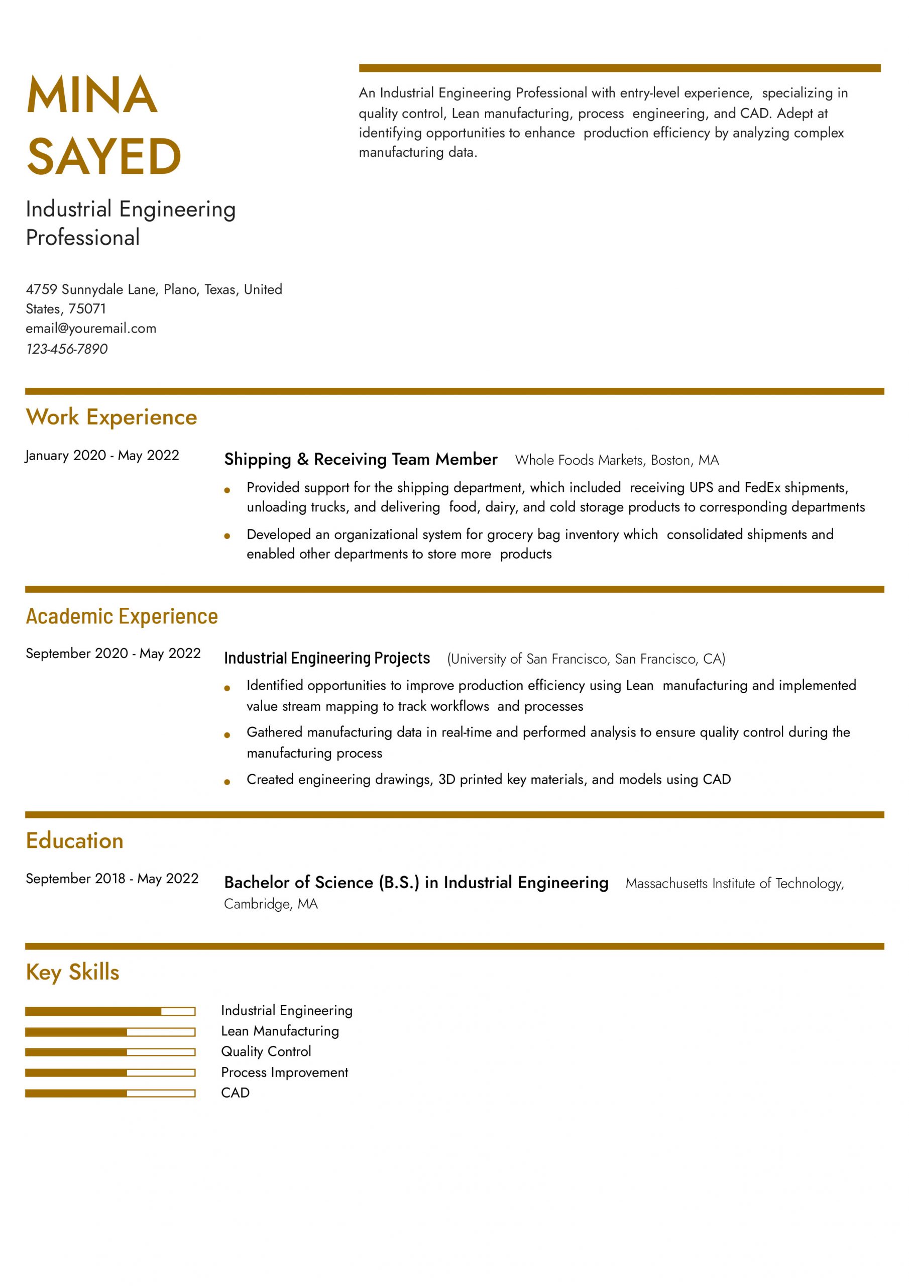 Engineering Internship Resume Examples and Templates for 2024