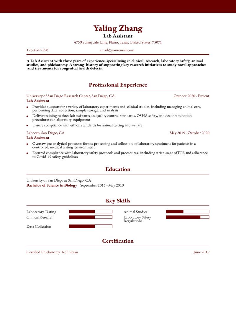 Lab Assistant Resume Examples and Templates for 2024