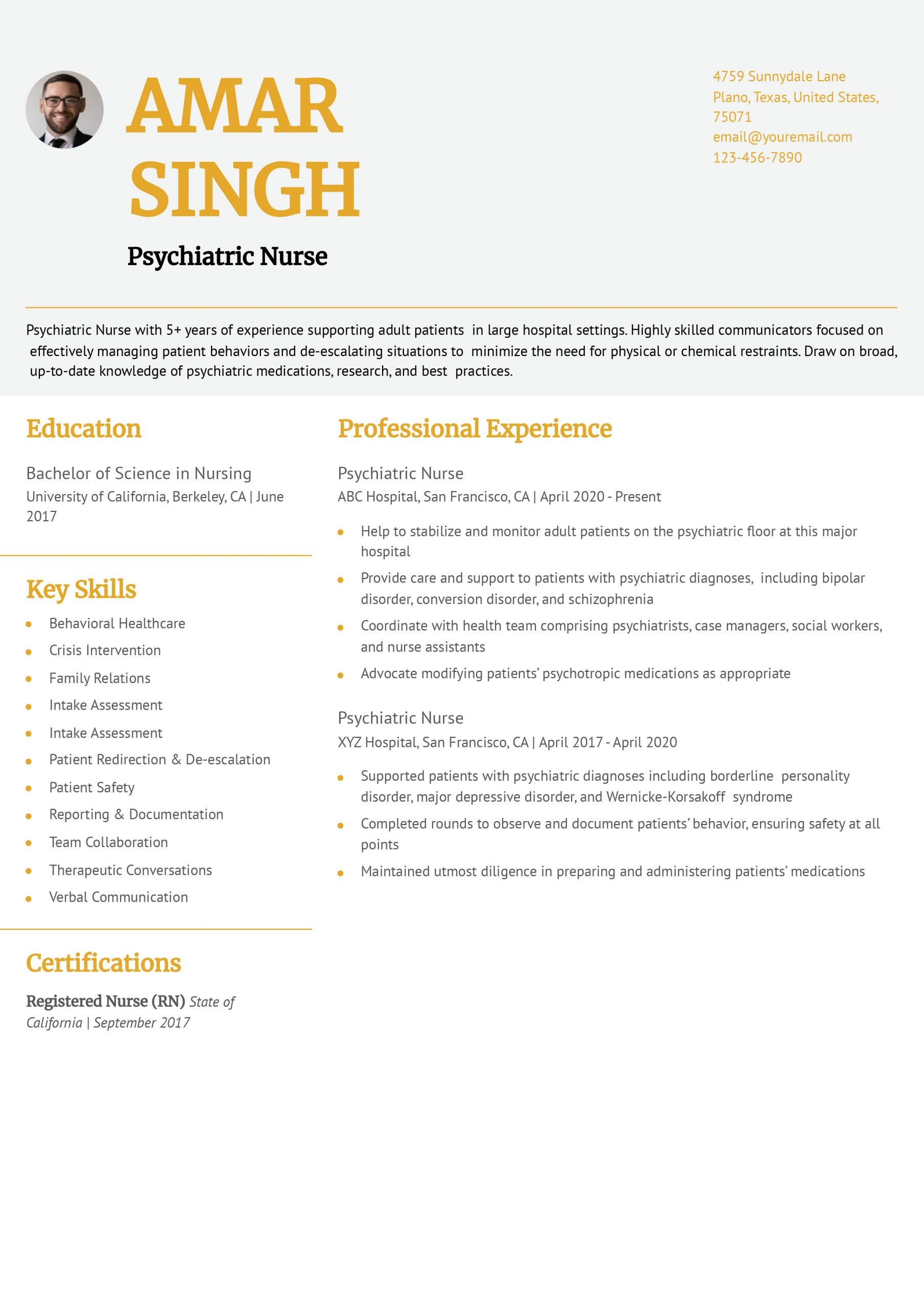 Psychiatric Nurse Resume Examples and Templates for 2024