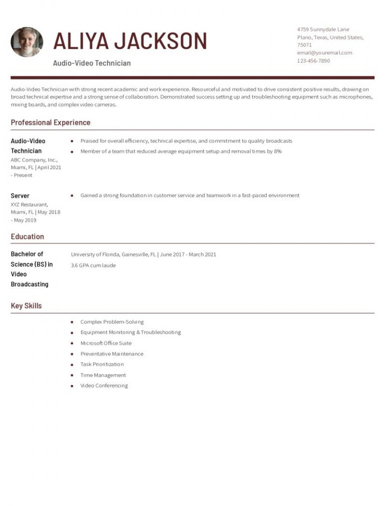 Audio Video Technician Resume Examples and Templates for 2024 ...