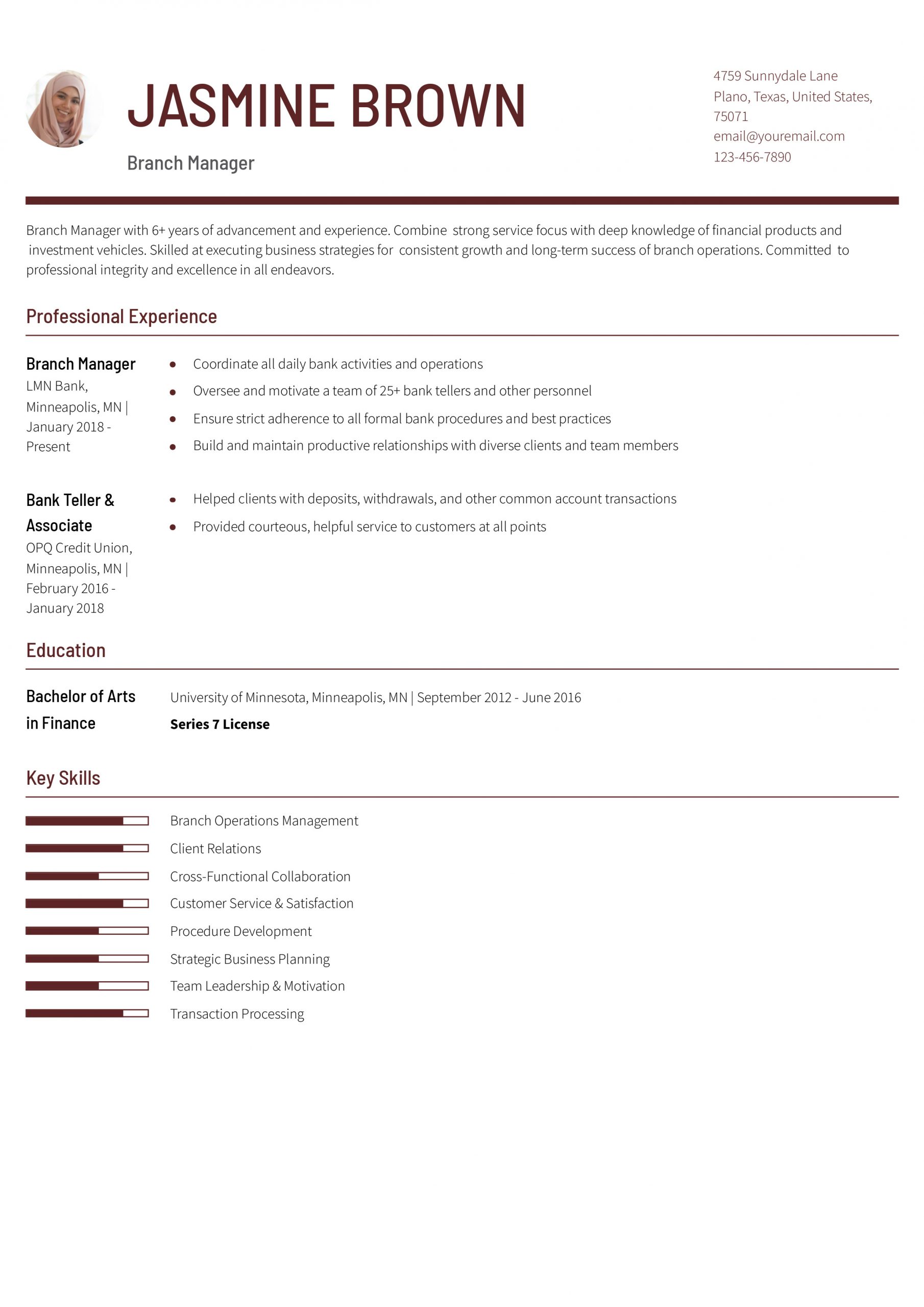 Branch Manager Resume Examples and Templates for 2024
