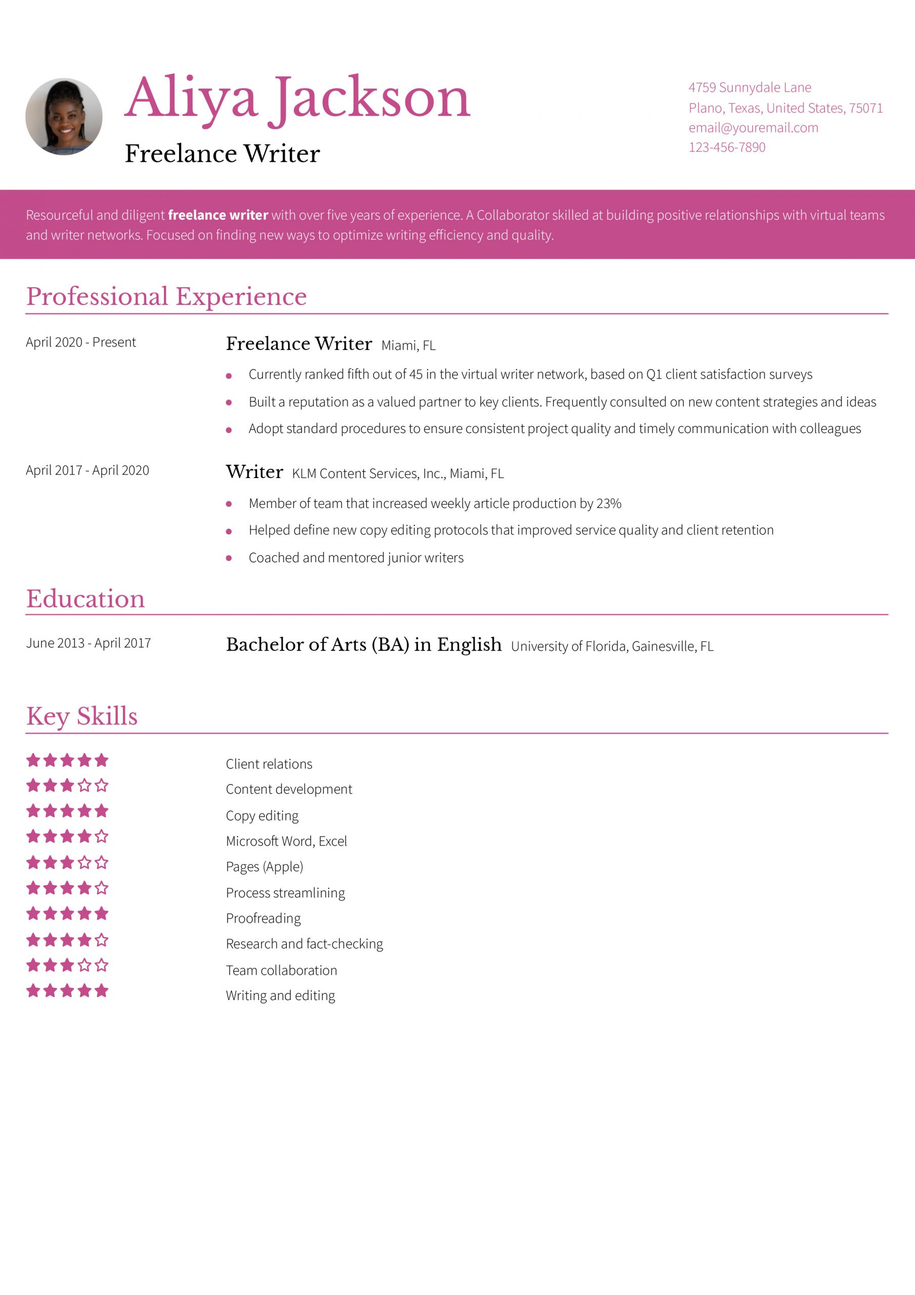 Freelance Writer Resume Examples and Templates for 2024