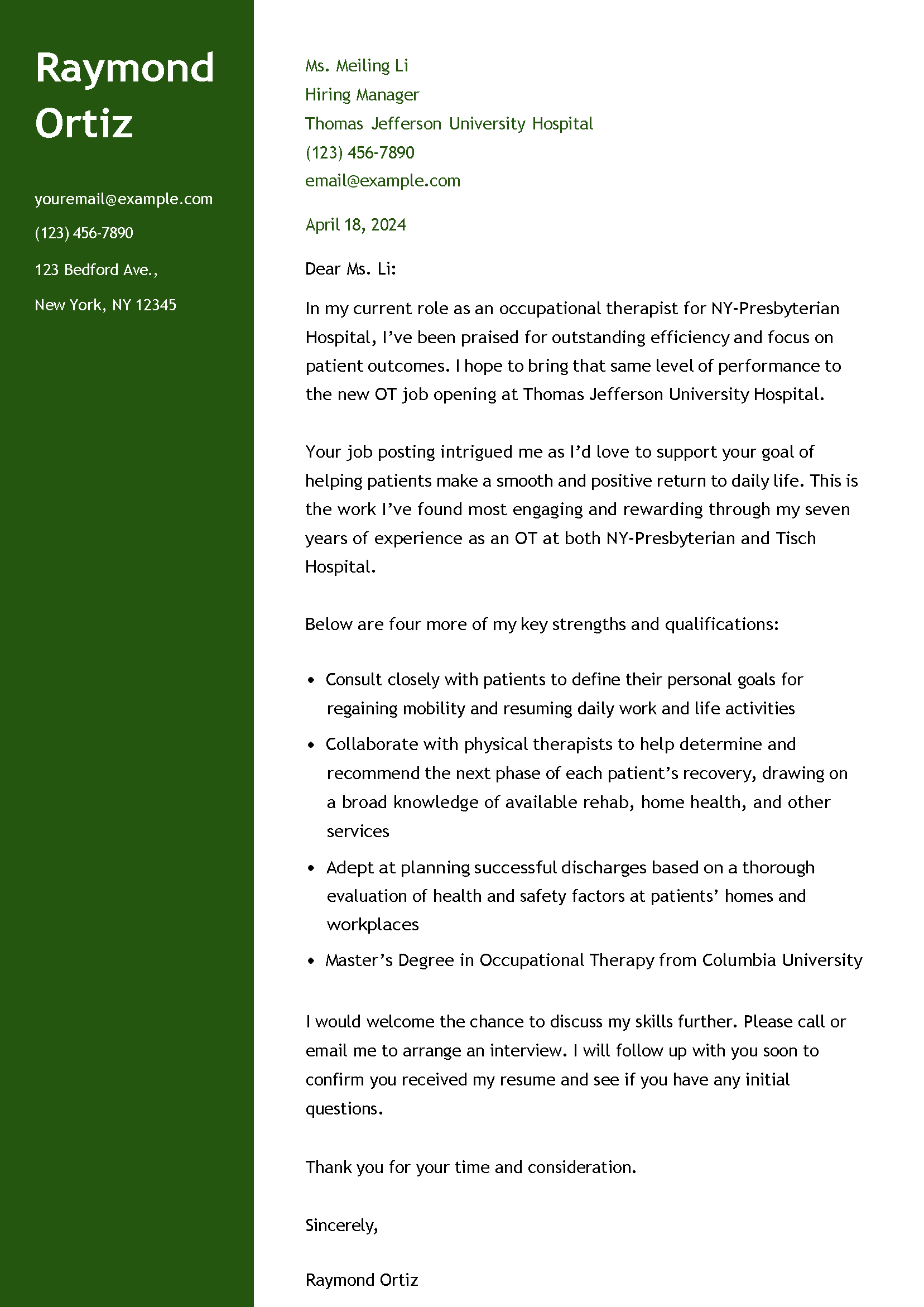 Occupational Therapist Cover Letter Examples and Templates for 2024