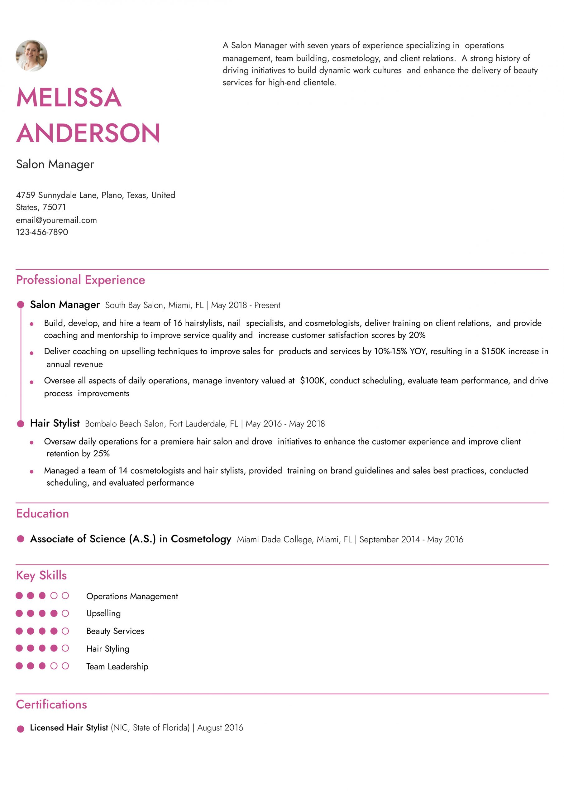 Salon Manager Resume Examples and Templates for 2024