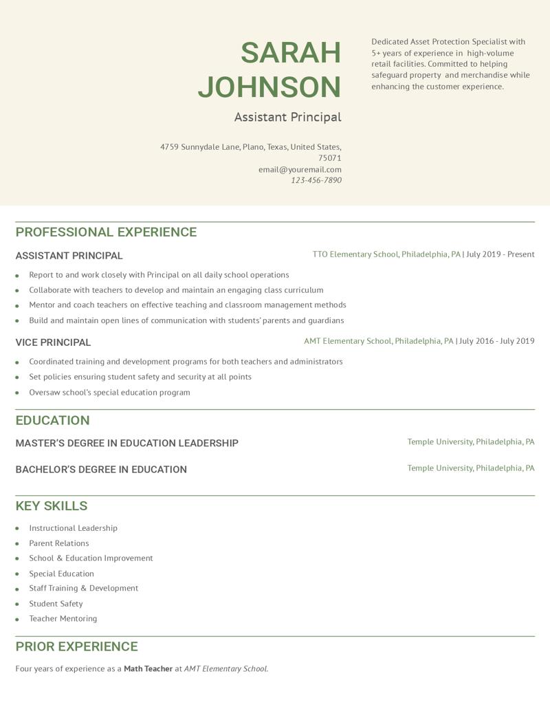 Assistant Principal Resume Examples and Templates for 2024