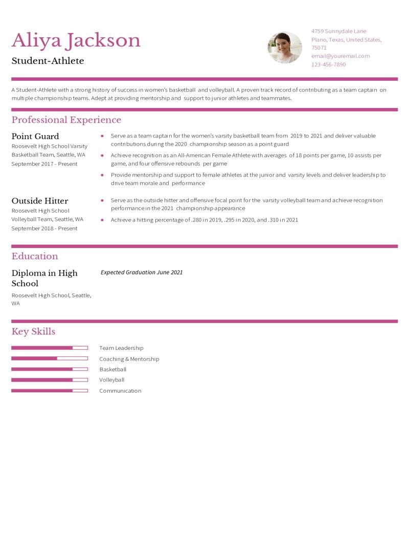 Athletes and Sports Resume Examples and Templates for 2024