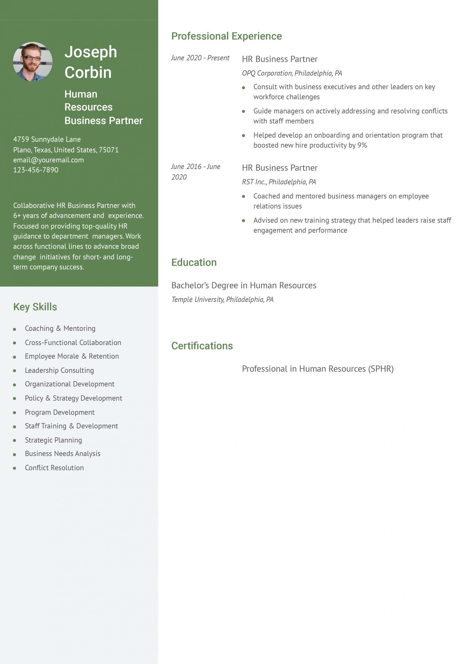 Human Resources Business Partner Resume Examples and Templates for 2024