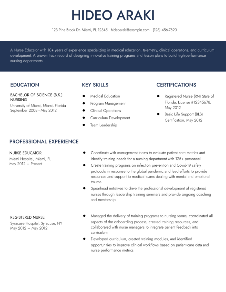 Nurse Educator Resume Examples And Templates For 2024 ResumeBuilder Com   Nurse Educator Resume Examples And Templates For 2023 768x994 